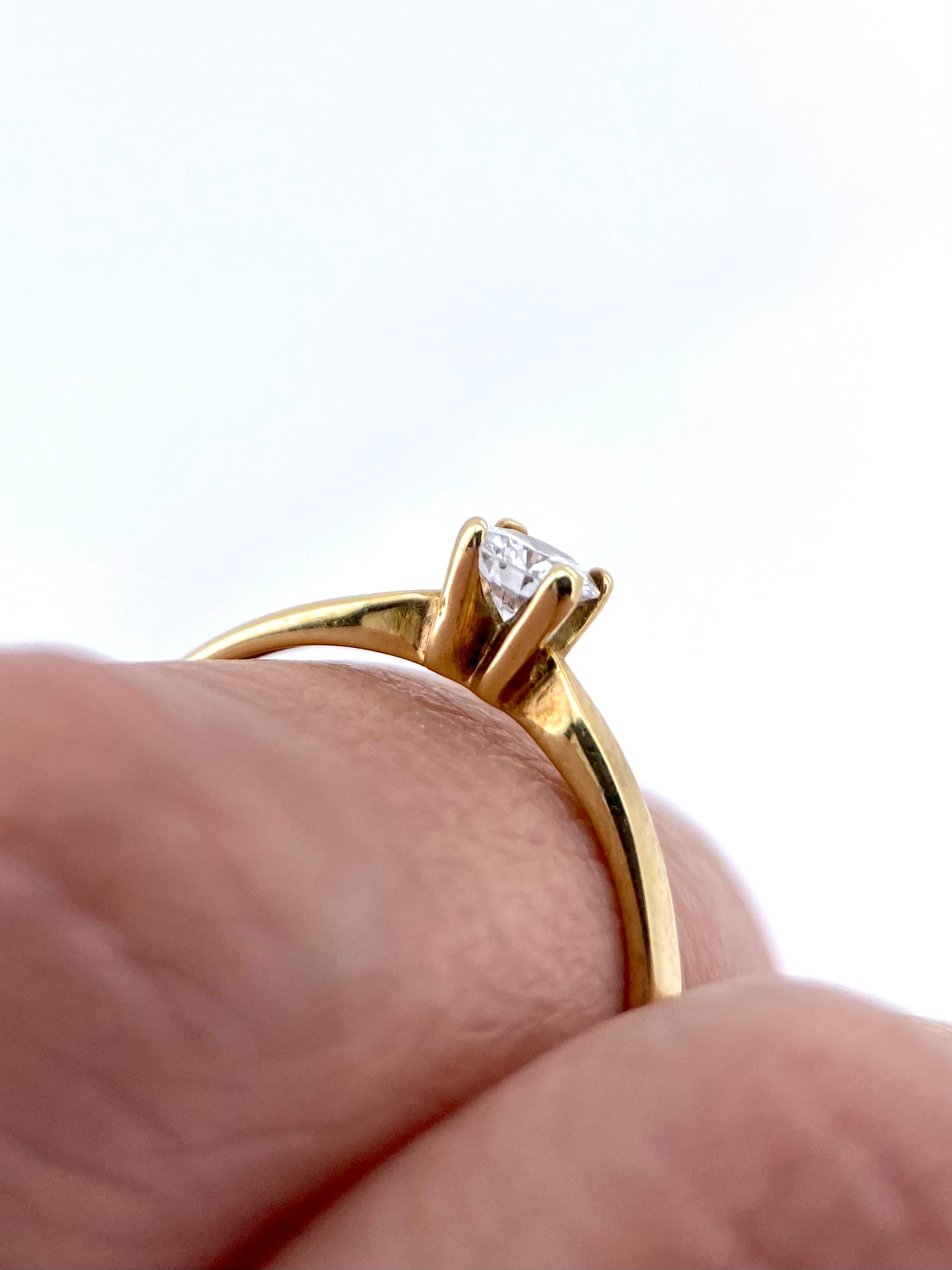 Oro Amarillo 14k Redondo 0.20ct de Diamante Natural                              Anillo Compromiso OF1510
