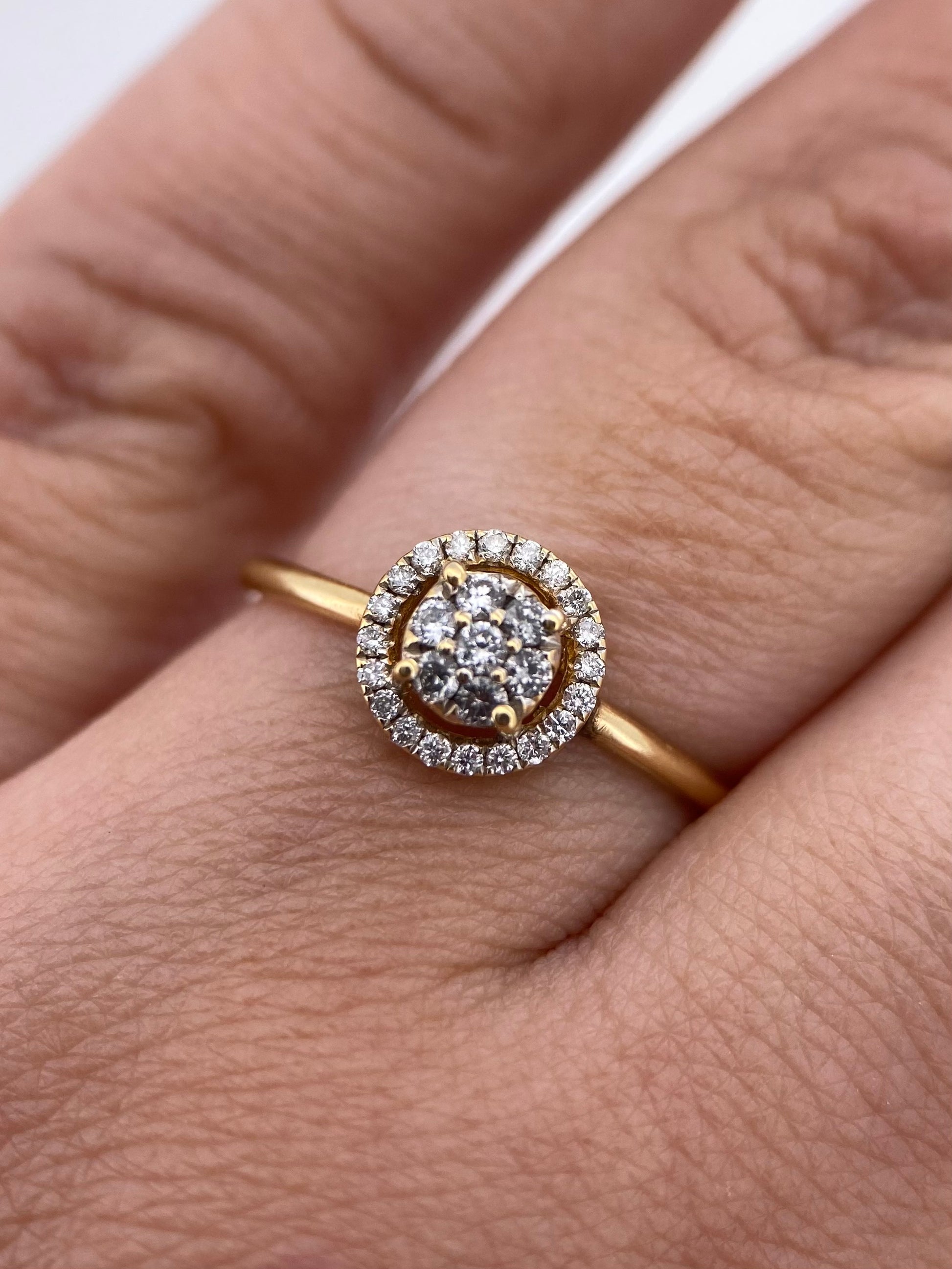 Oro Amarillo 14k Redondo 0.31ct de Diamantes Naturales                            Anillo Compromiso OF1854