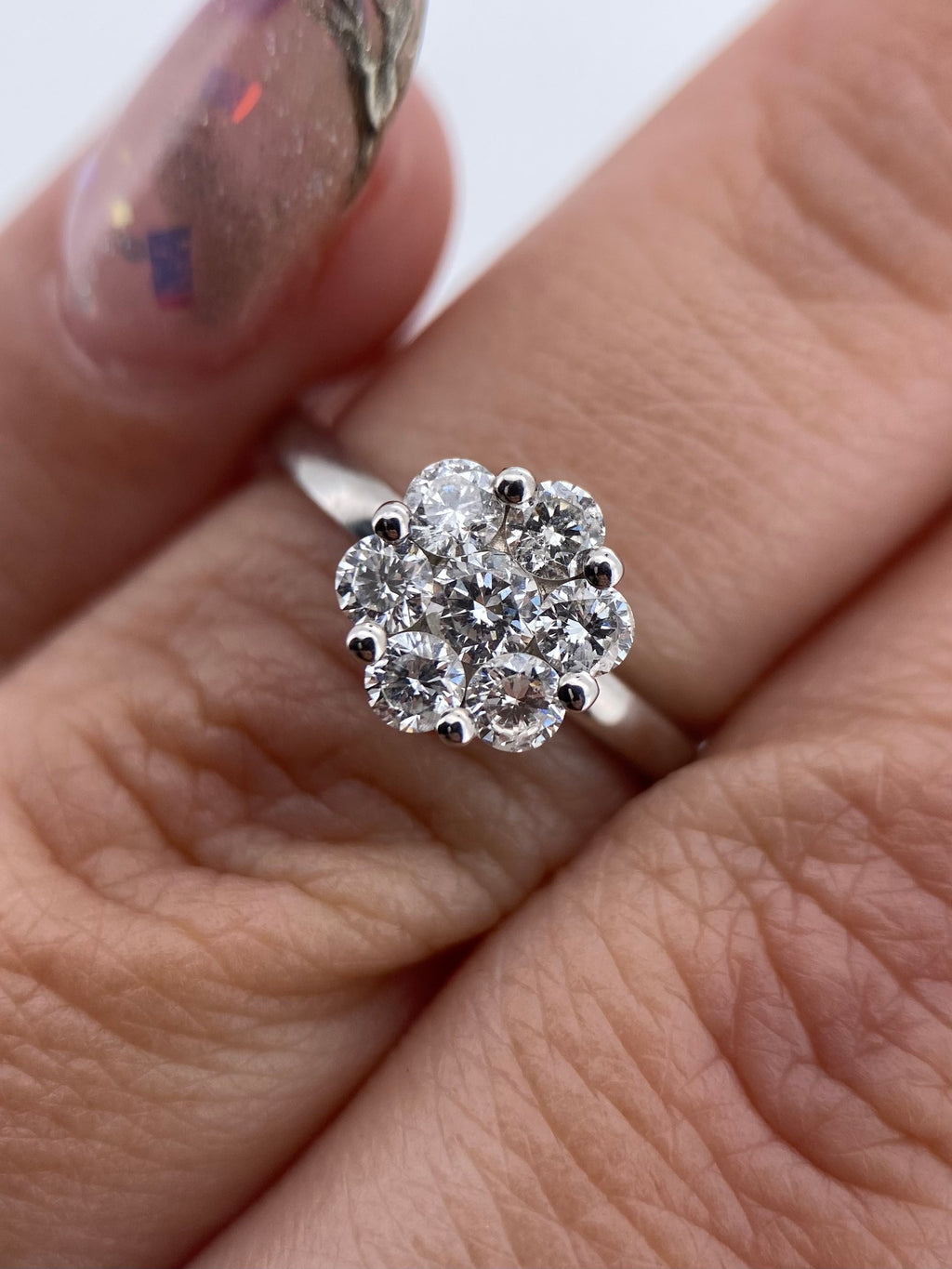 Oro Blanco 14k Redondo 0.40ct de Diamante Natural                                                  Anillo Compromiso OF1936