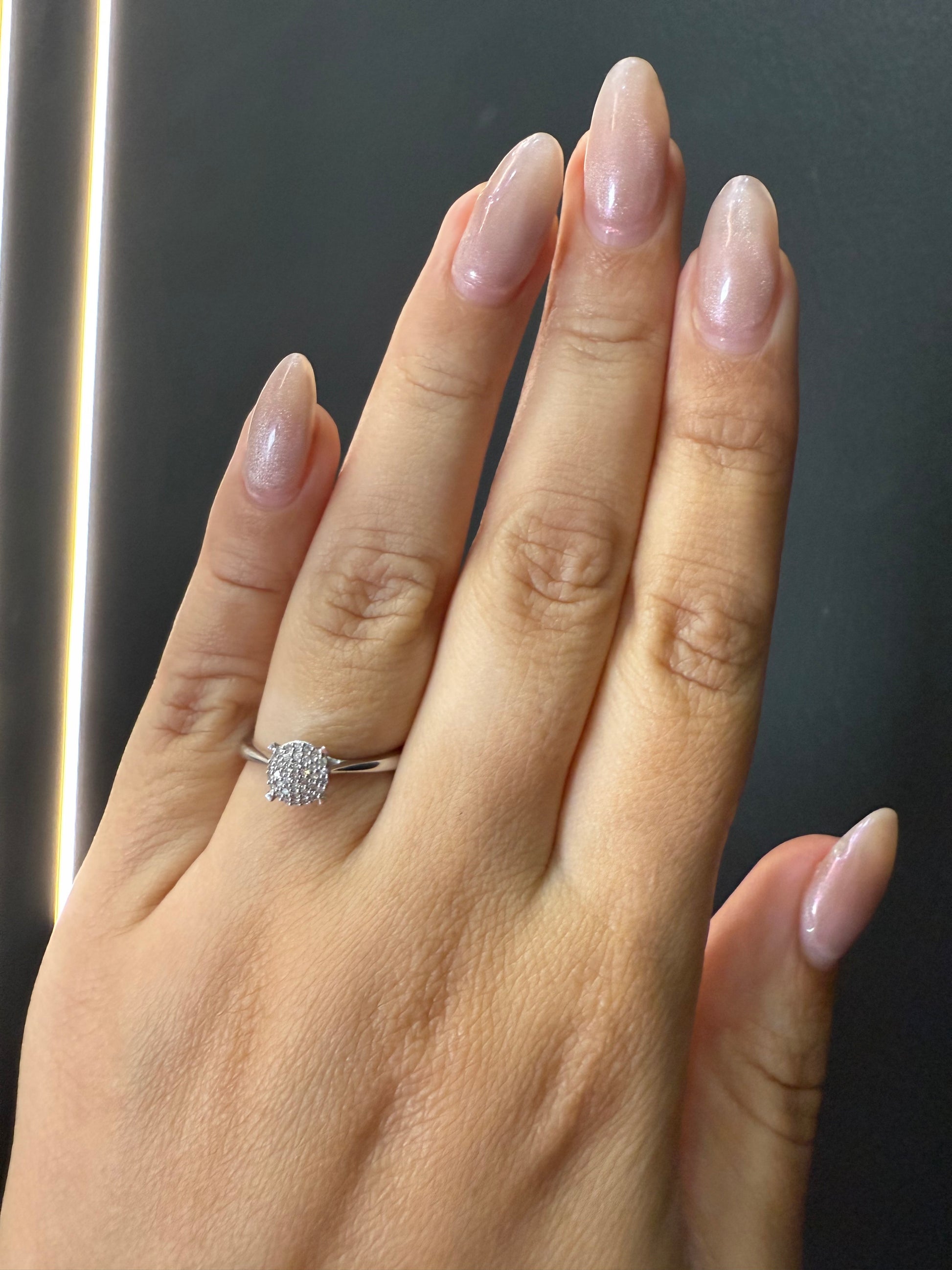 Oro Blanco 14k Redondo 0.15ct de Diamante                                                   Anillo Compromiso OF1869