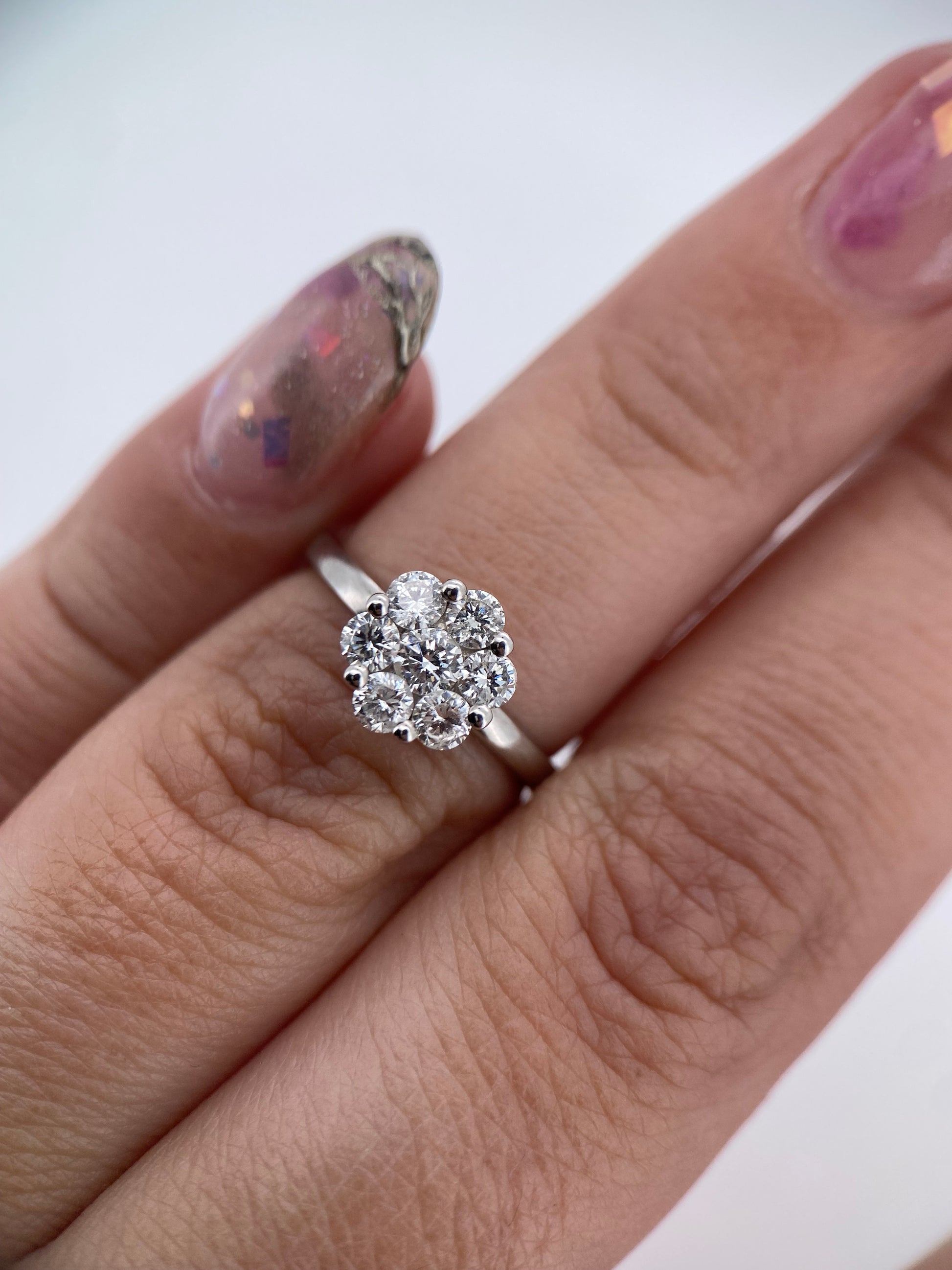 Oro Blanco 14k Redondo 0.40ct de Diamante Natural                                                  Anillo Compromiso OF1936