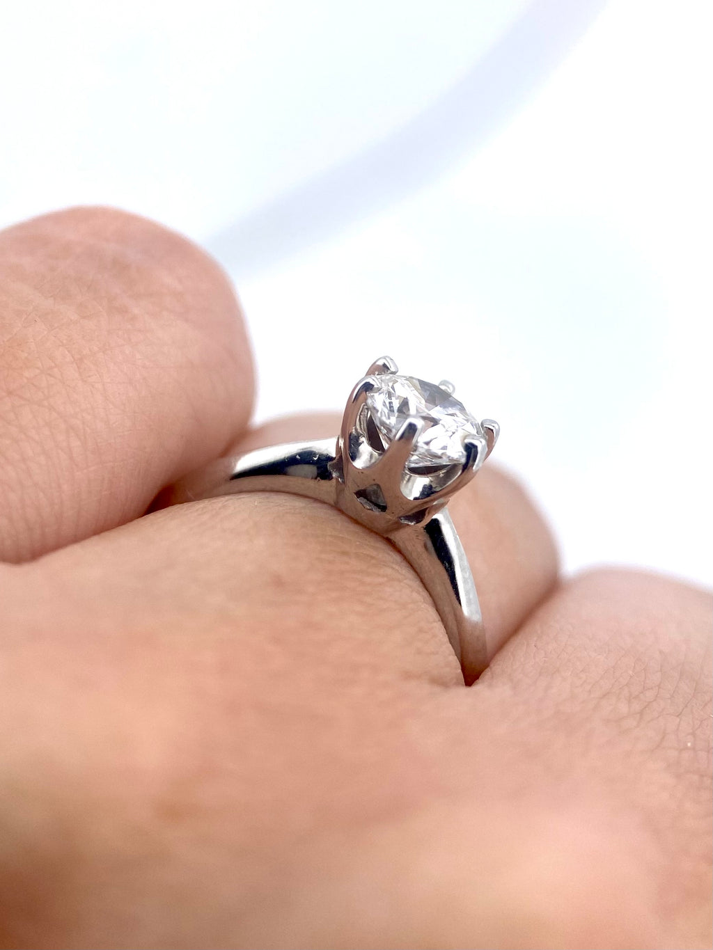 Diamante Laboratorio IGI Redondo 1.00ct Oro 14k Blanco-Anillo de Compromiso