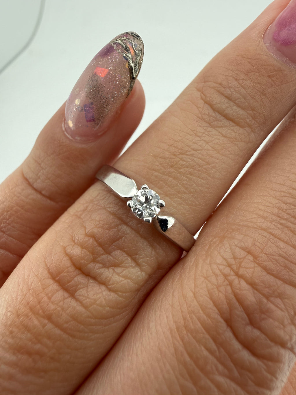 Oro Blanco 14k Redondo 0.24ct de Diamante Natural                                                  Anillo Compromiso OF1341