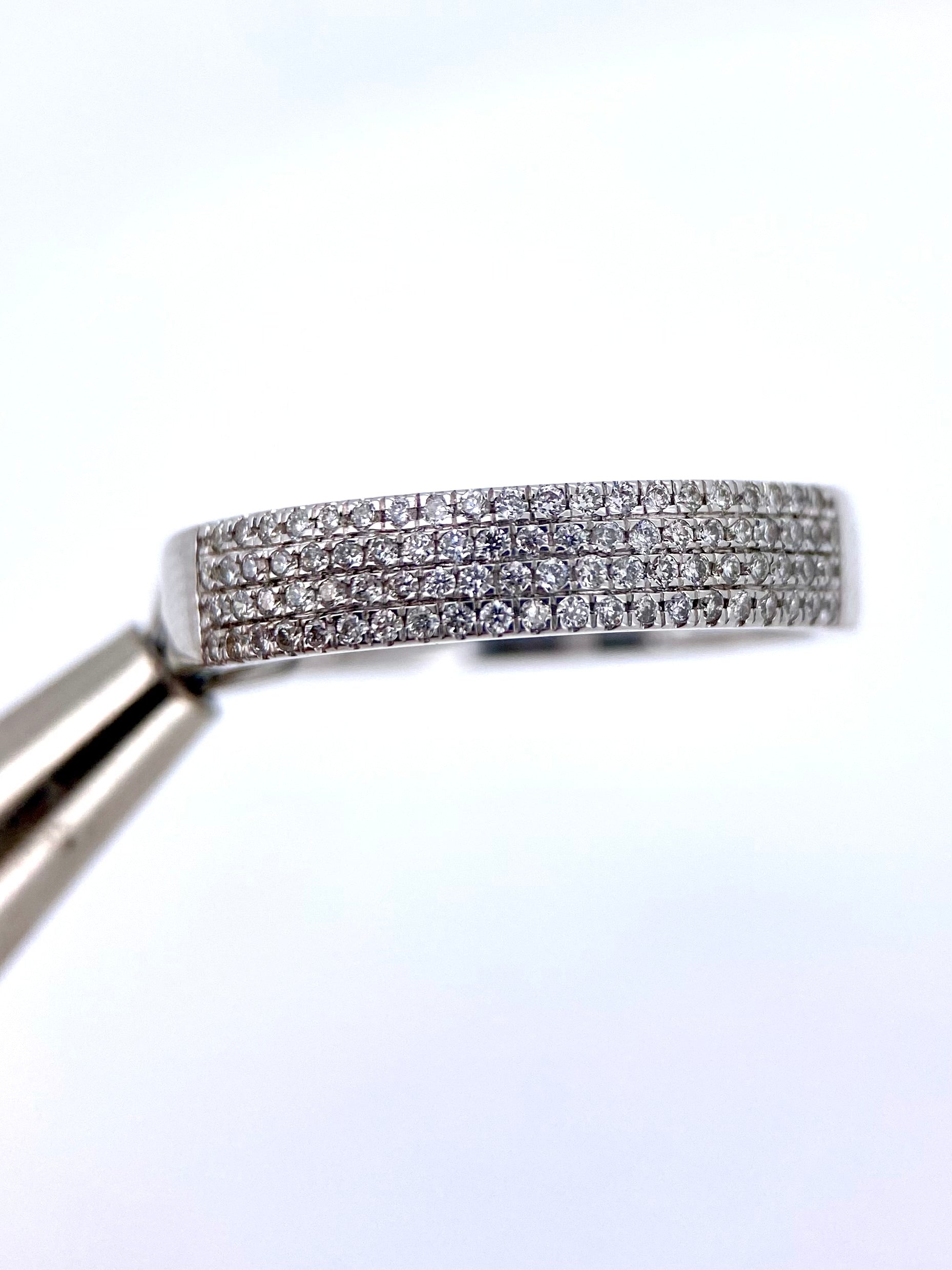 Churumbela 4 líneas 0.35ct Oro 14k Blanco.            OF2363