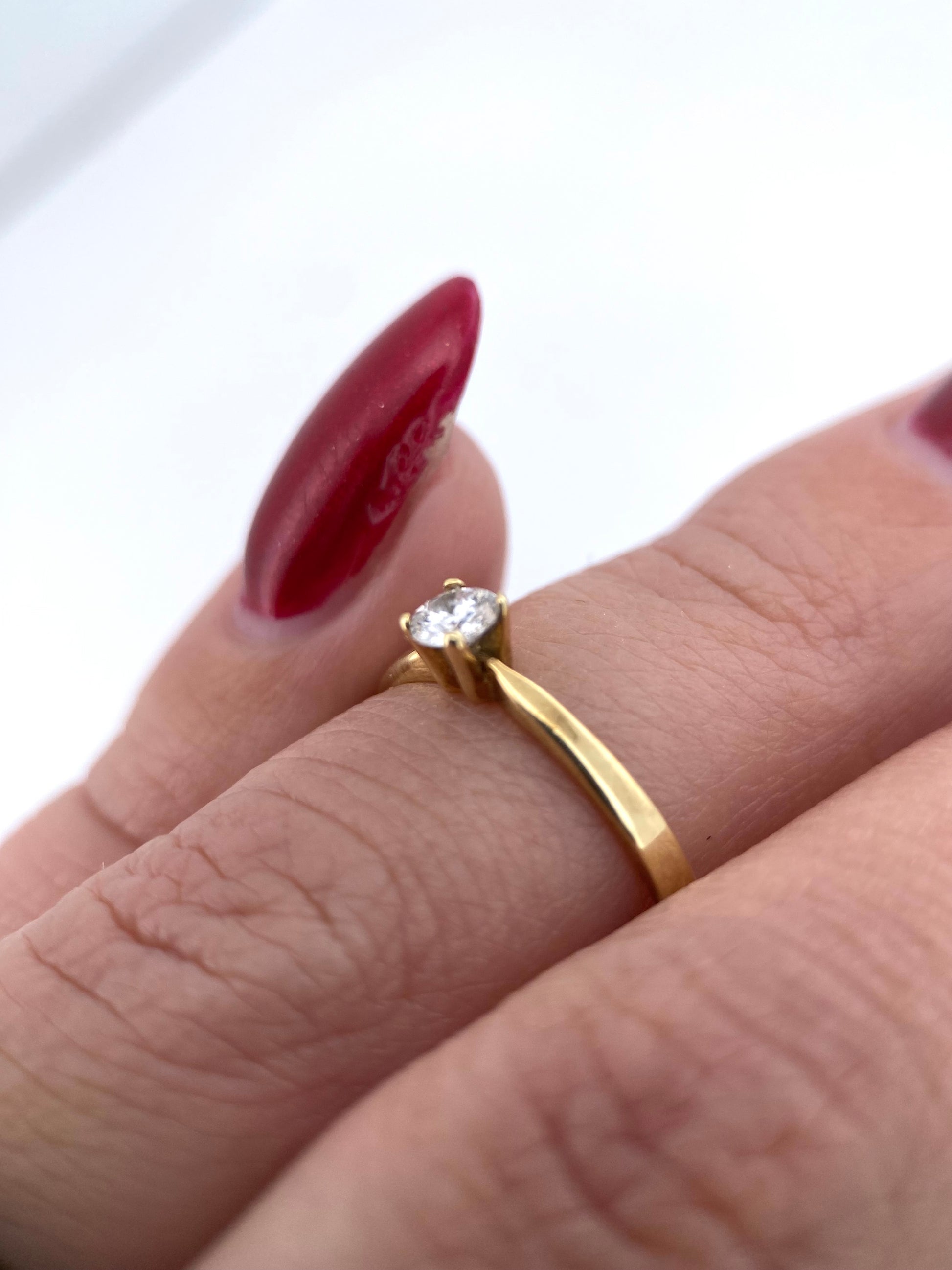 Oro Amarillo 14k Redondo 0.20ct de Diamante Natural                              Anillo Compromiso OF1510