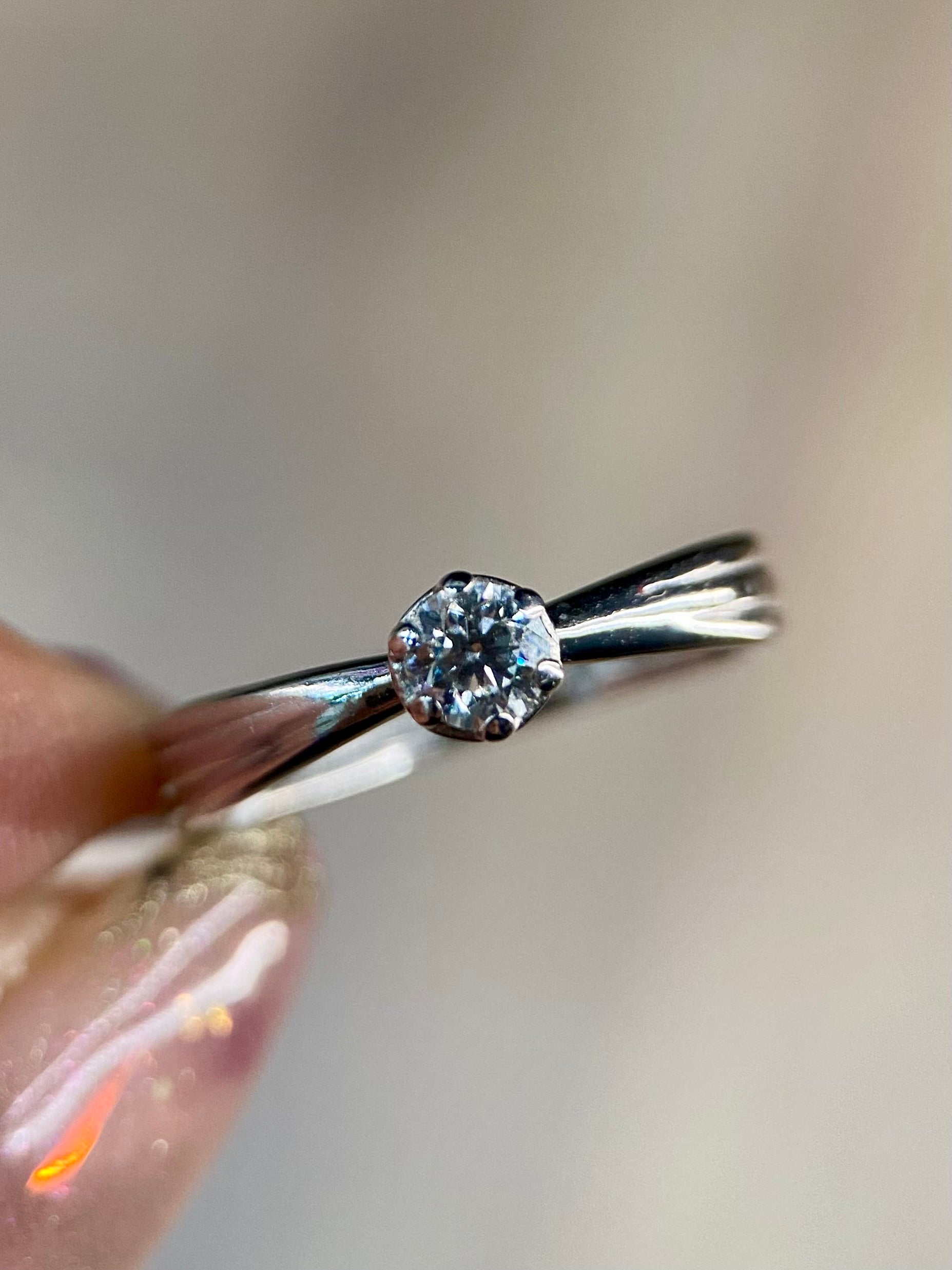 Oro Blanco 14k Redondo 0.17ct de Diamante Natural                                                  Anillo Compromiso OF2120