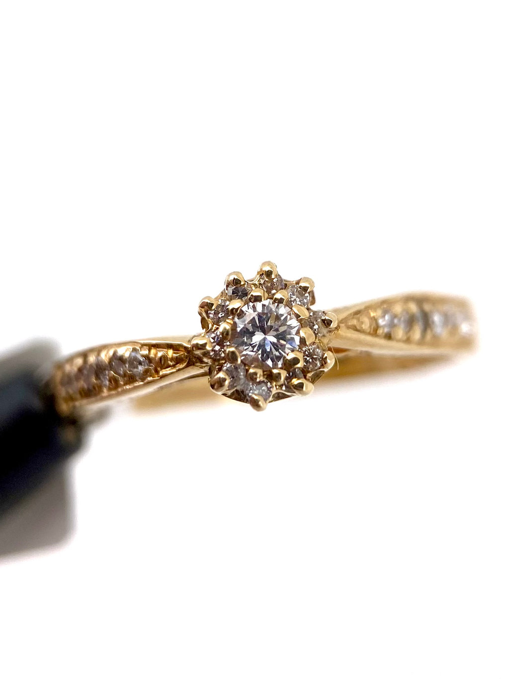 Oro Amarillo 14k Redondo 0.25ct de Diamantes Naturales                            Anillo Compromiso OF2301