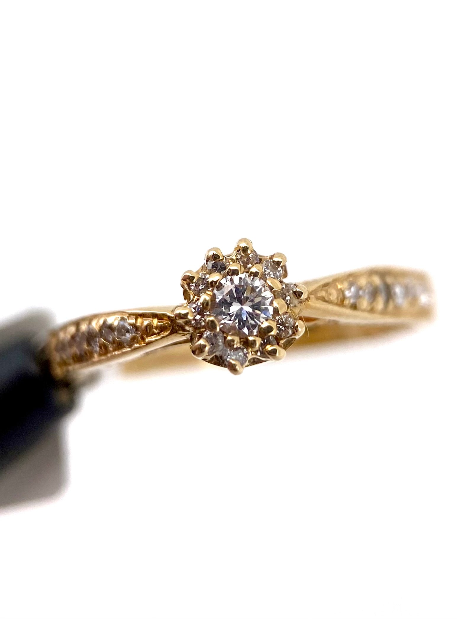 Oro Amarillo 14k Redondo 0.25ct de Diamantes Naturales                            Anillo Compromiso OF2301