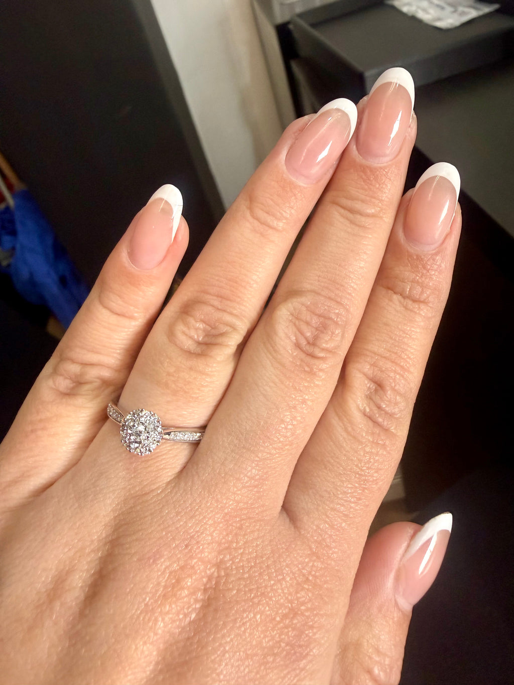 Oro Blanco 14k Redondo 0.33ct de Diamantes Naturales                            Anillo Compromiso OF2294