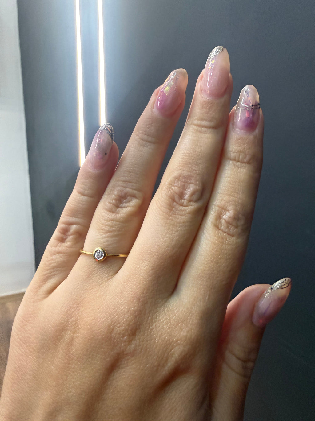 Oro Amarillo 14k Redondo 0.06ct de Diamante Natural                           Anillo Compromiso OF2053