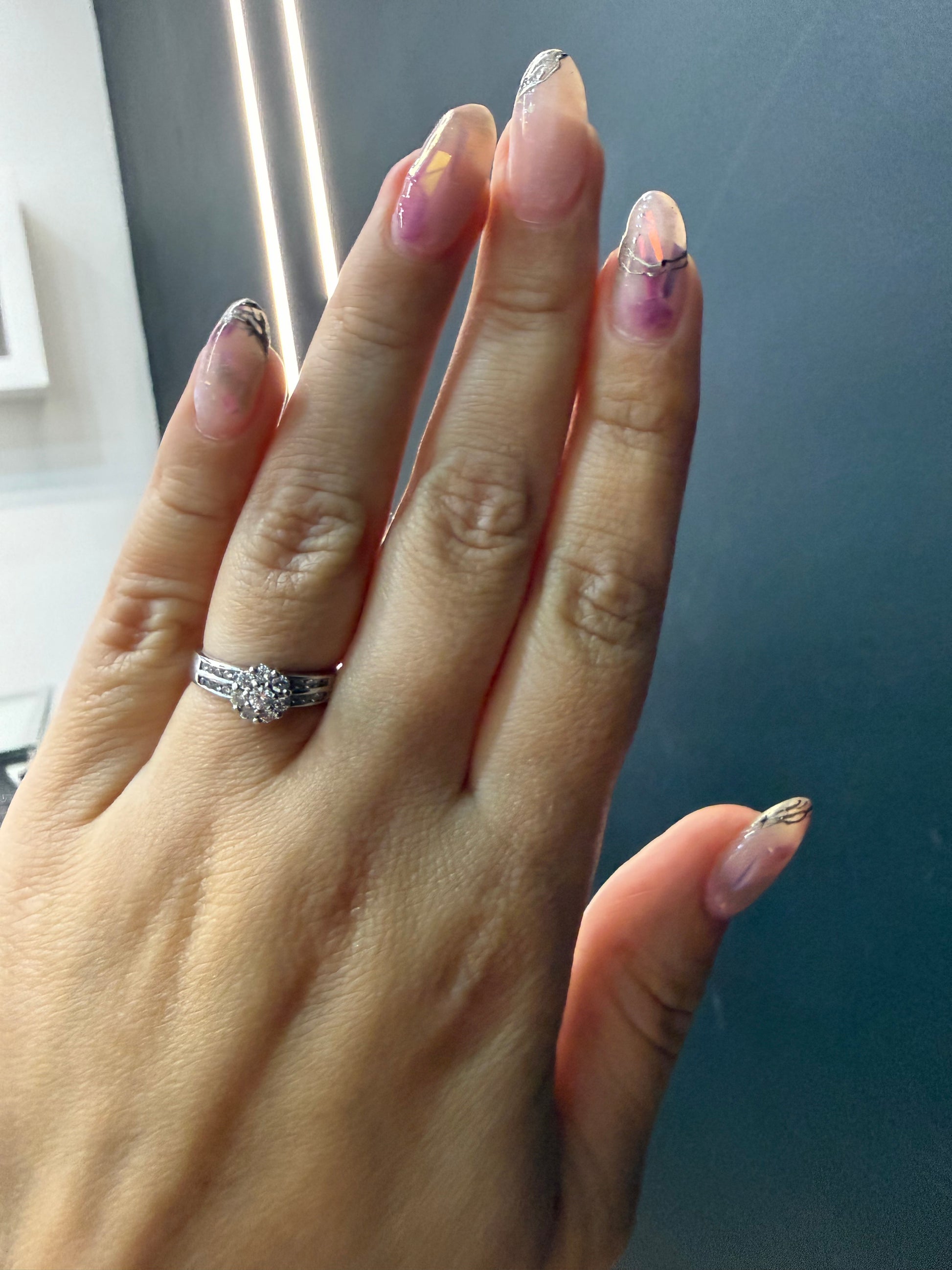 Oro Blanco 14k Redondo 0.39ct de Diamante Natural                                                  Anillo Compromiso OF1847