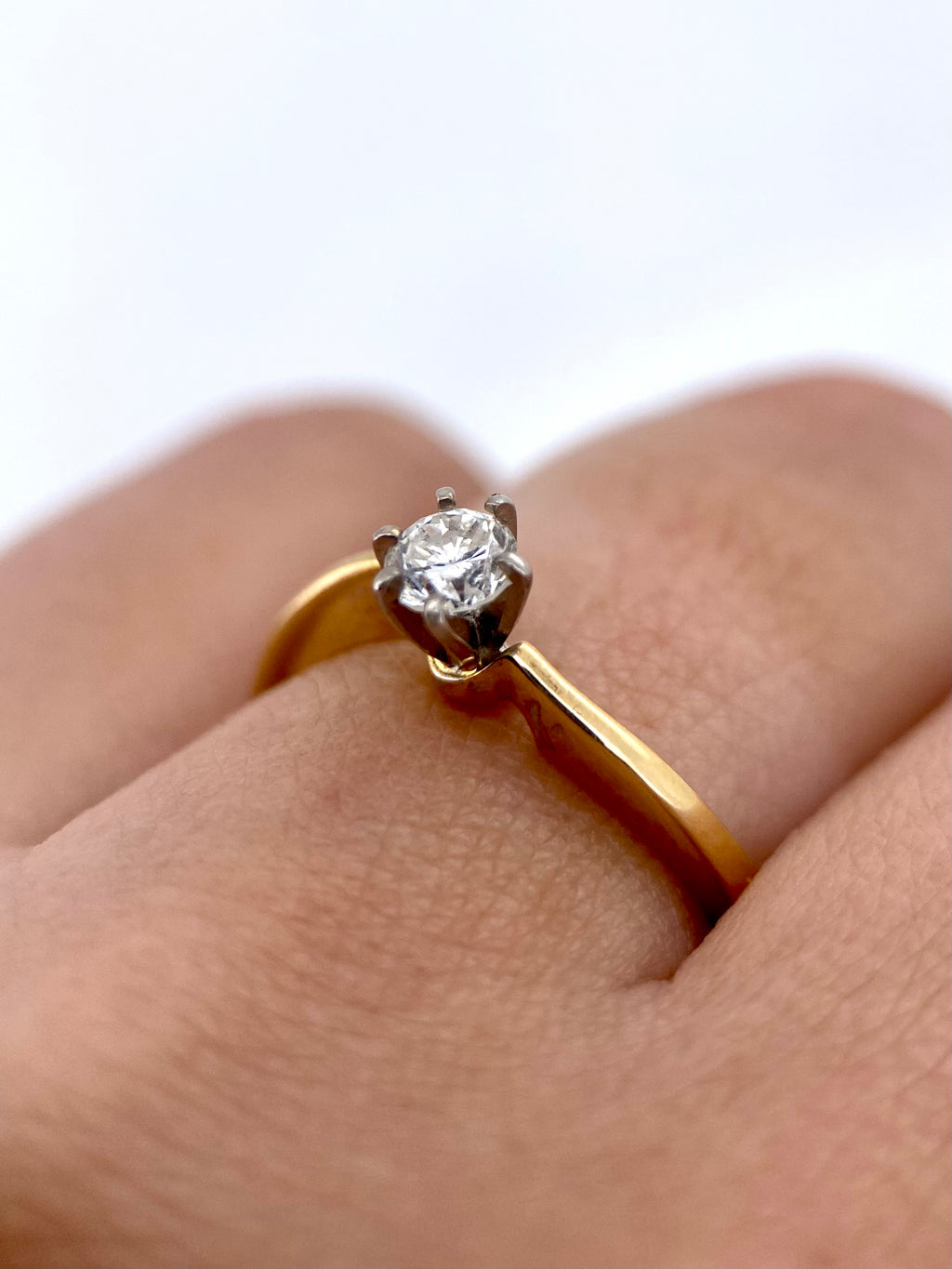 Oro Amarillo 14k Redondo 0.23ct de Diamante Natural                              Anillo Compromiso OF1778