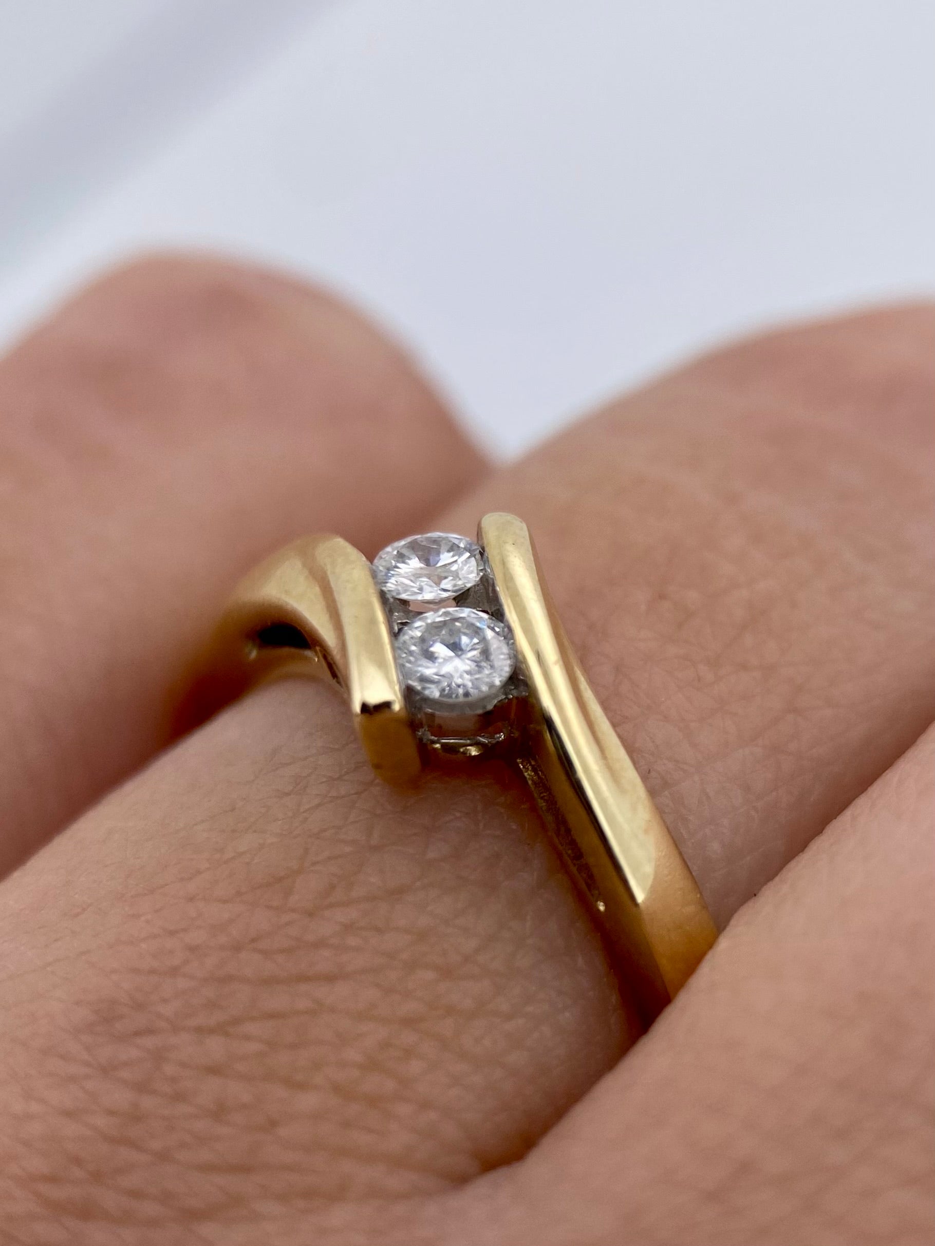 Oro Amarillo 14k Redondo 0.18ct de Diamante Natural                           Anillo Compromiso OF1930