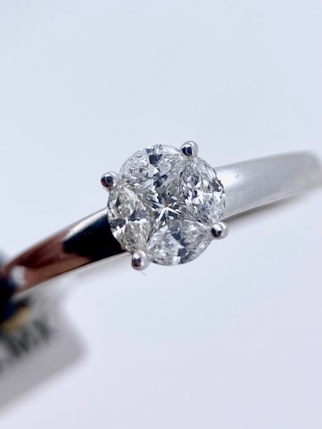 Oro Blanco 14k Redondo 0.25ct de Diamantes Naturales                            Anillo Compromiso OF2331