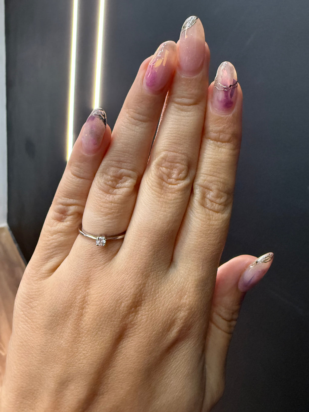 Oro Blanco 14k Redondo 0.13ct de Diamante Natural                                                  Anillo Compromiso OF2177