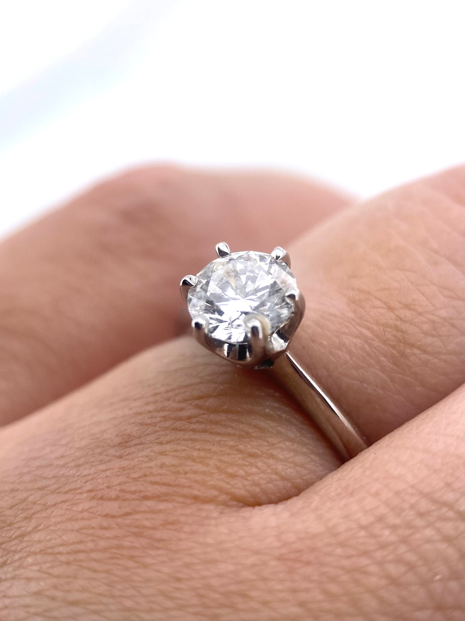 Diamante Laboratorio IGI Redondo 1.00ct Oro 14k Blanco-Anillo de Compromiso