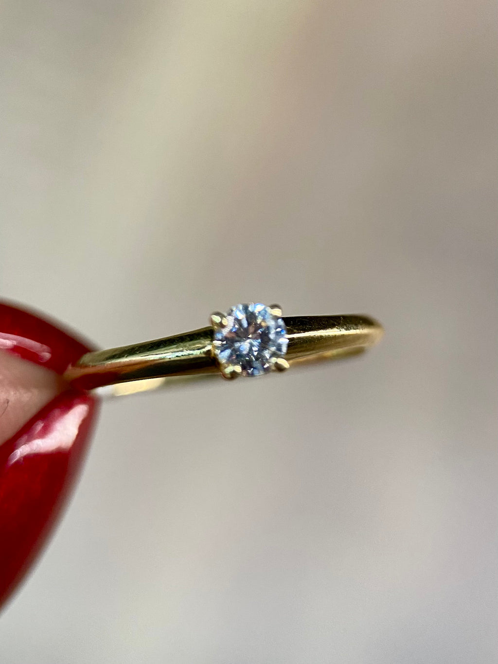 Oro Amarillo 14k Redondo 0.18ct de Diamante Natural                              Anillo Compromiso OF1820