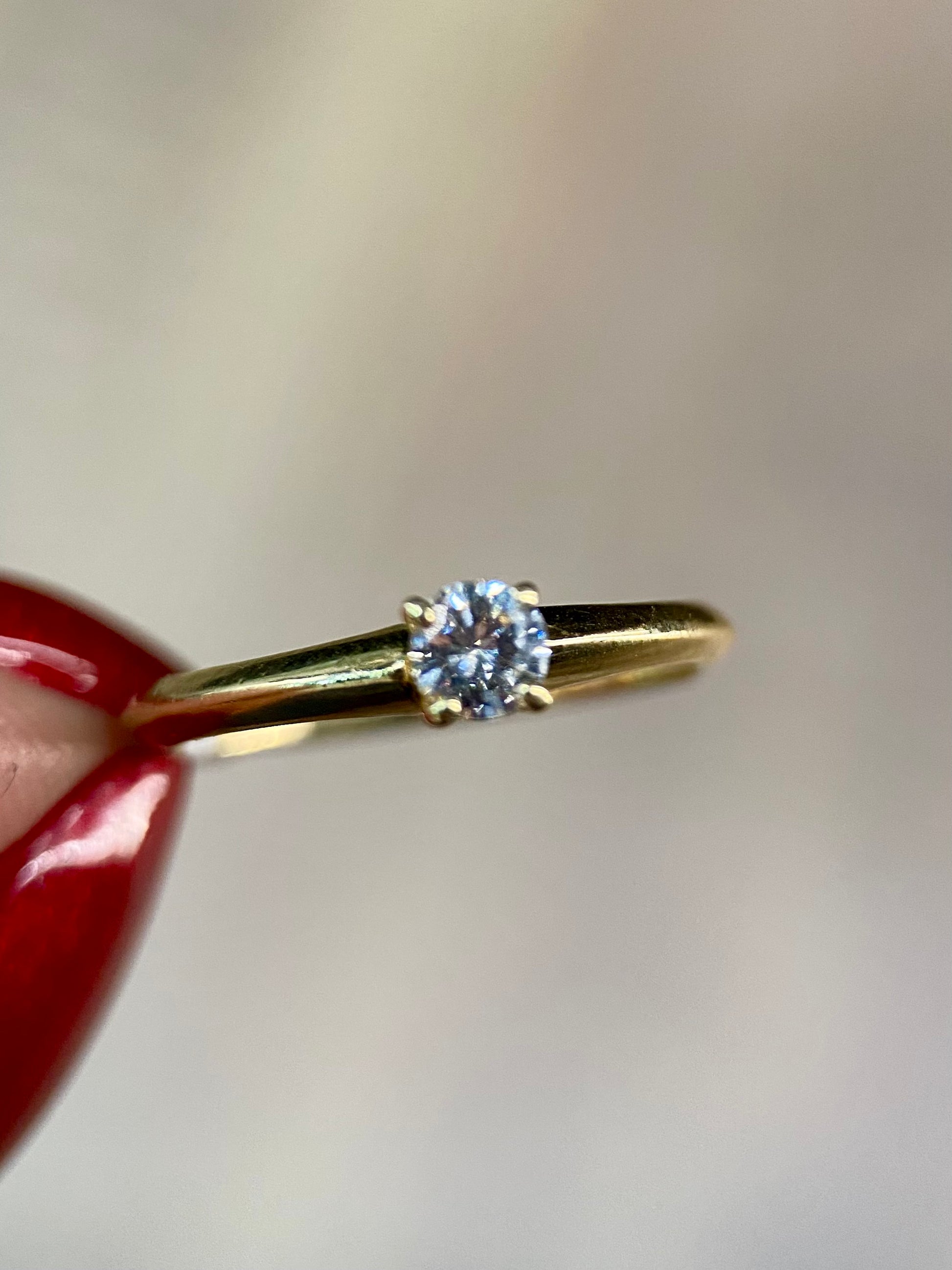 Oro Amarillo 14k Redondo 0.18ct de Diamante Natural                              Anillo Compromiso OF1820