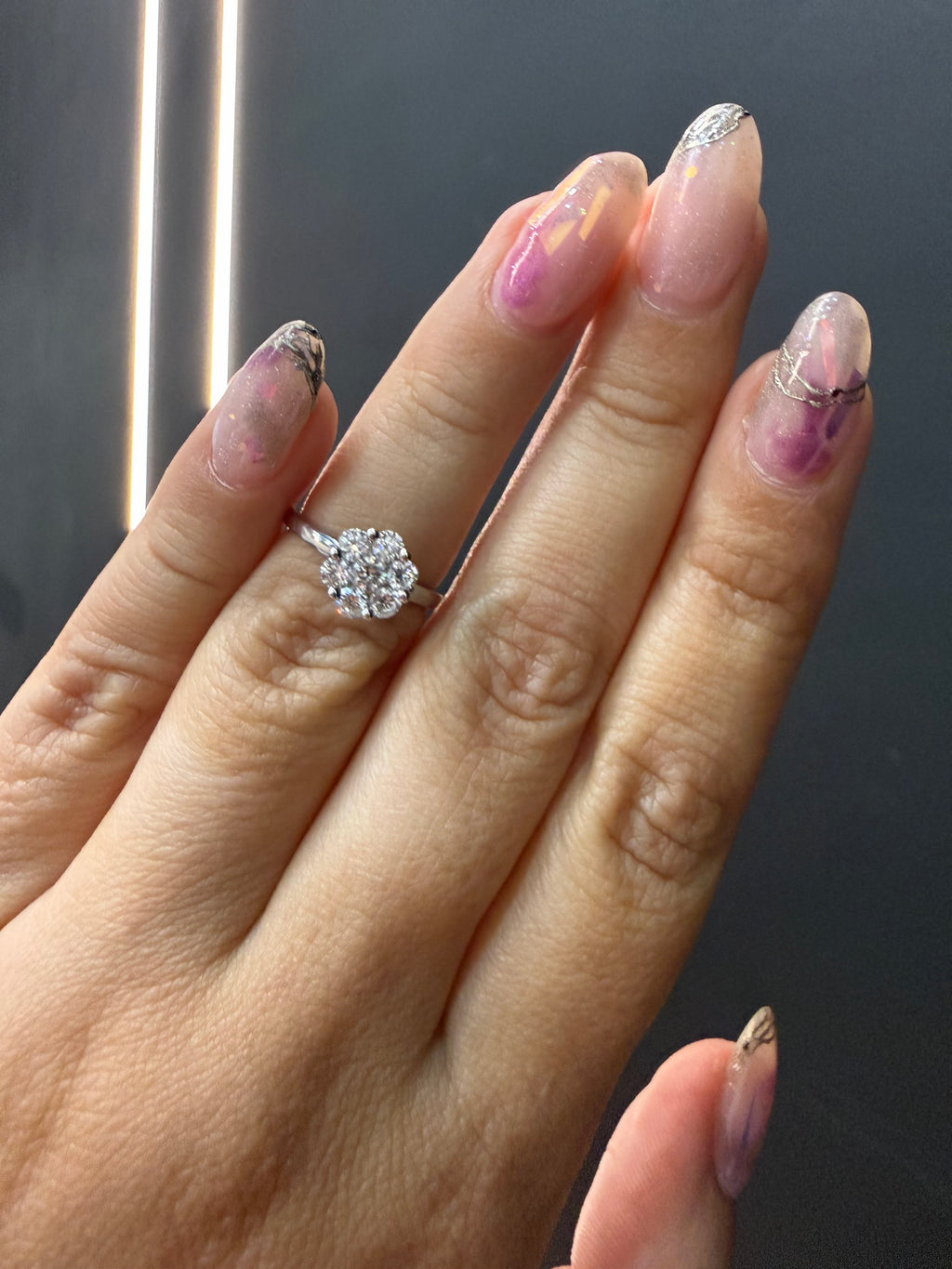 Oro Blanco 14k Redondo 0.40ct de Diamante Natural                                                  Anillo Compromiso OF1936