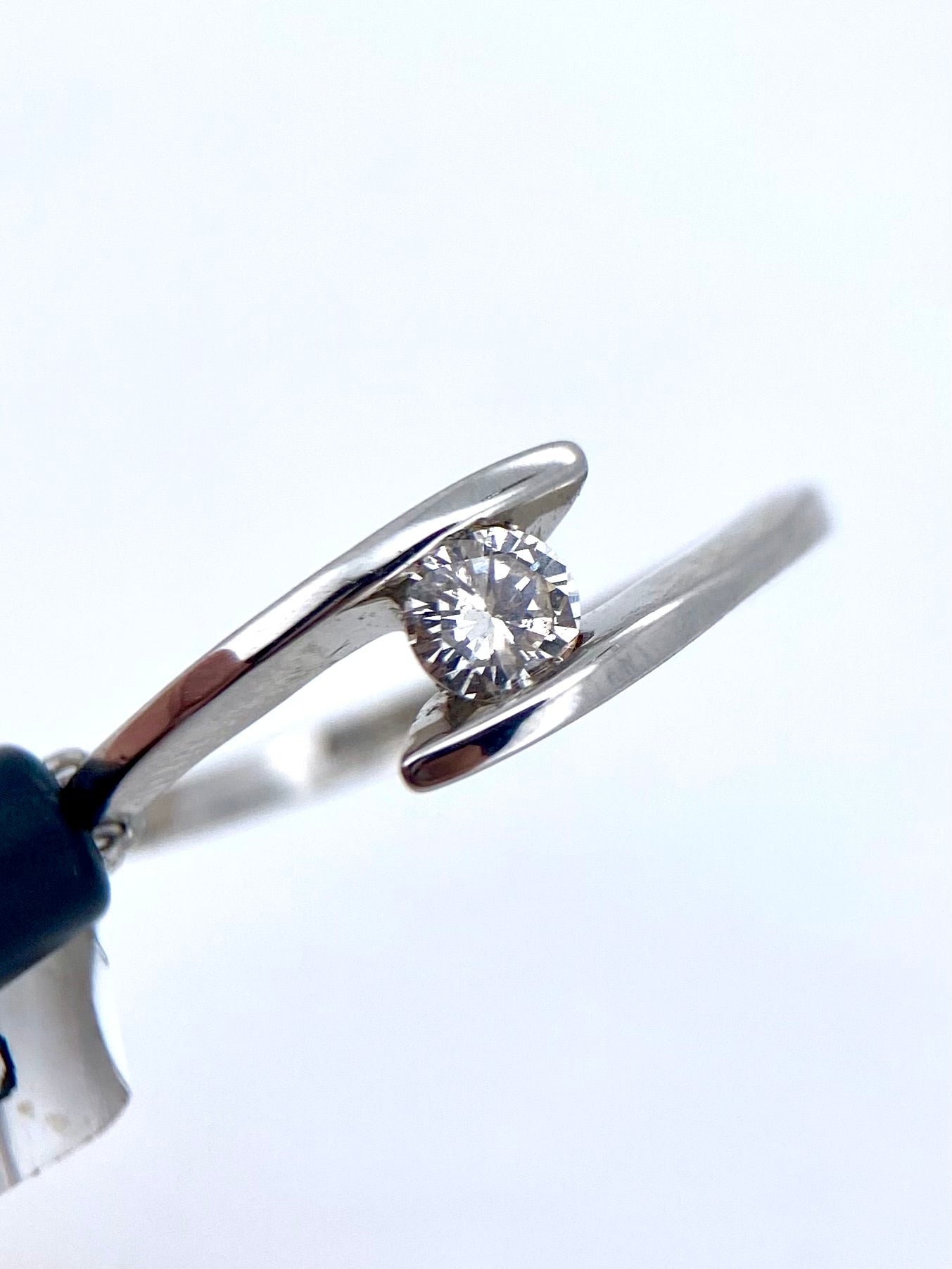 Oro Blanco 14k Redondo 0.19ct de Diamante Natural                                                   Anillo Compromiso OF2169