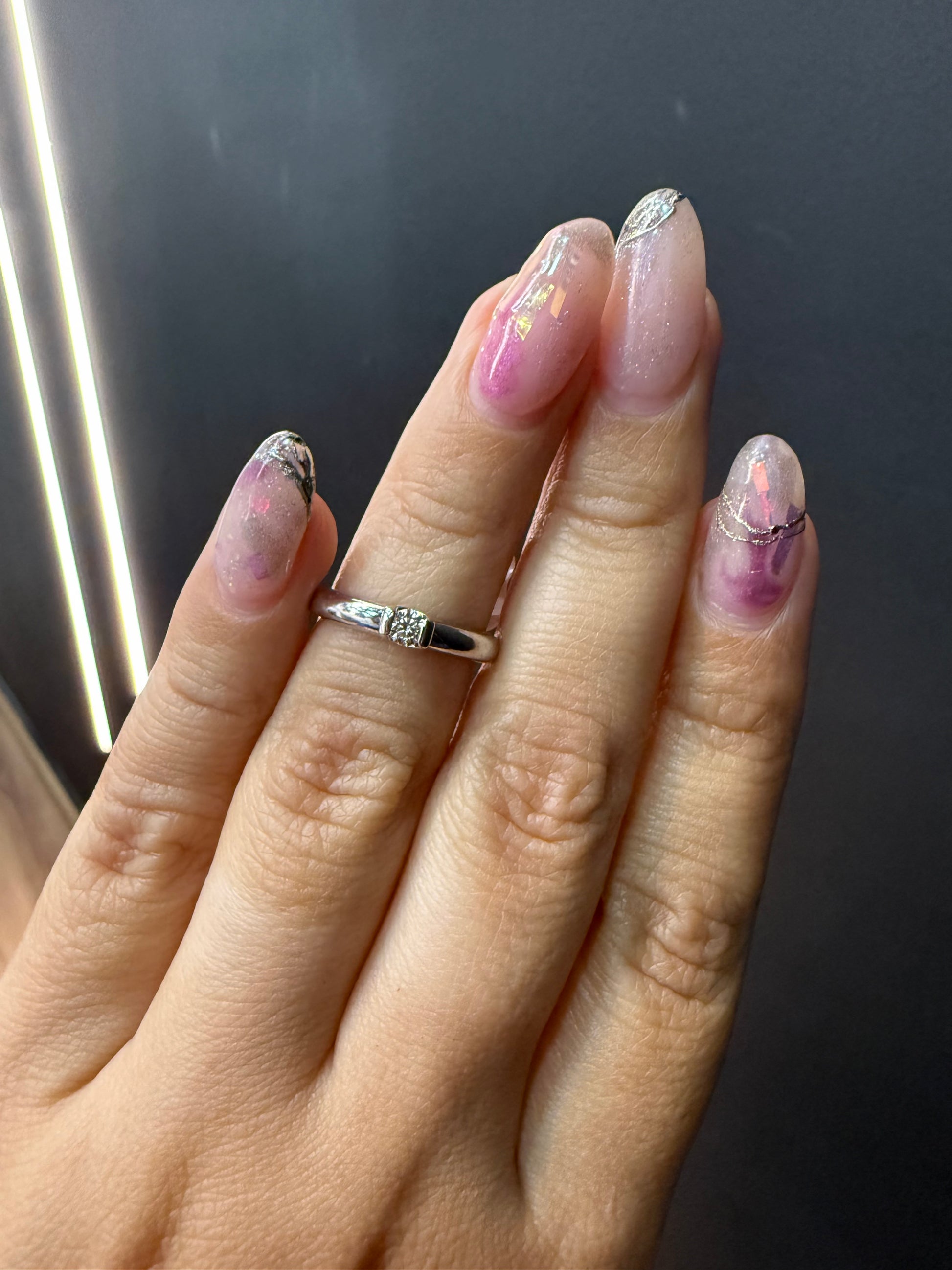 Oro Blanco 14k Redondo 0.11ct de Diamante Natural                                                  Anillo Compromiso OF1503