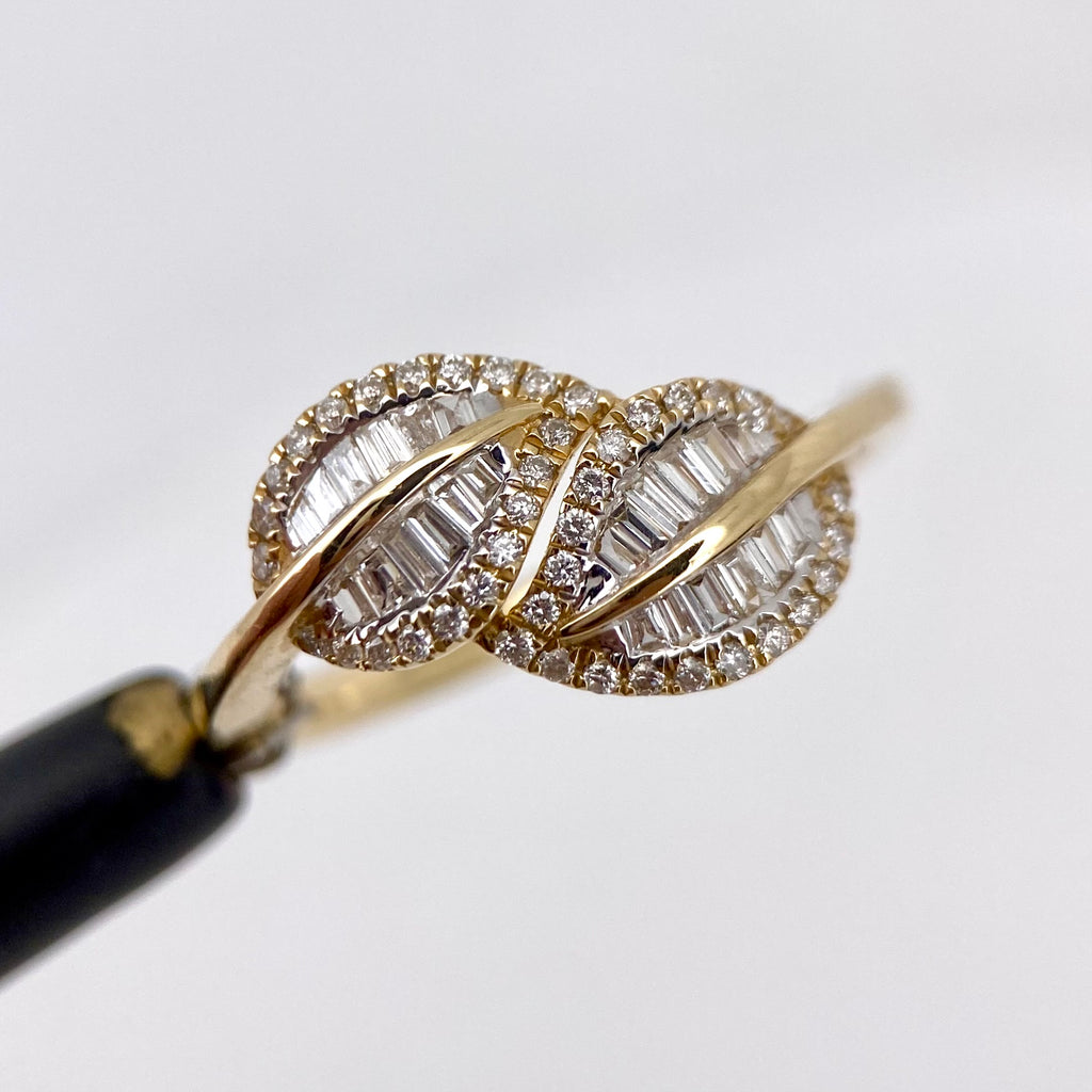 Oro Amarillo 14k Baguette 0.35ct de Diamantes Naturales                            Anillo Compromiso OF2316