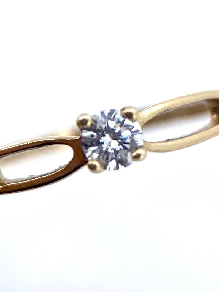 Oro Amarillo 14k Redondo 0.09ct de Diamante Natural                              Anillo Compromiso OF2211