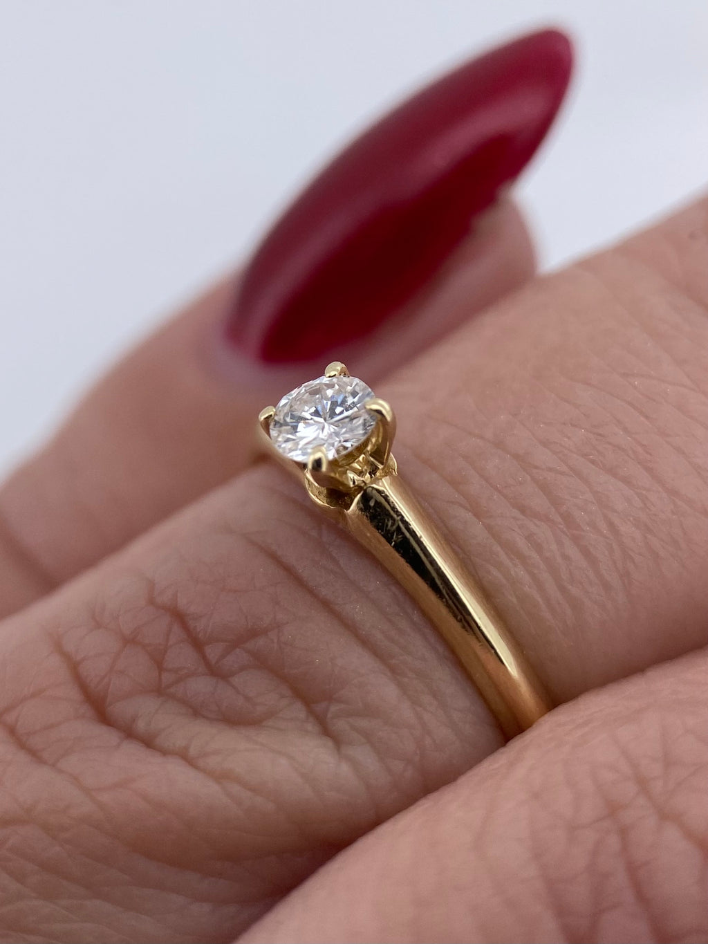 Oro Amarillo 14k Redondo 0.18ct de Diamante Natural                              Anillo Compromiso OF1991