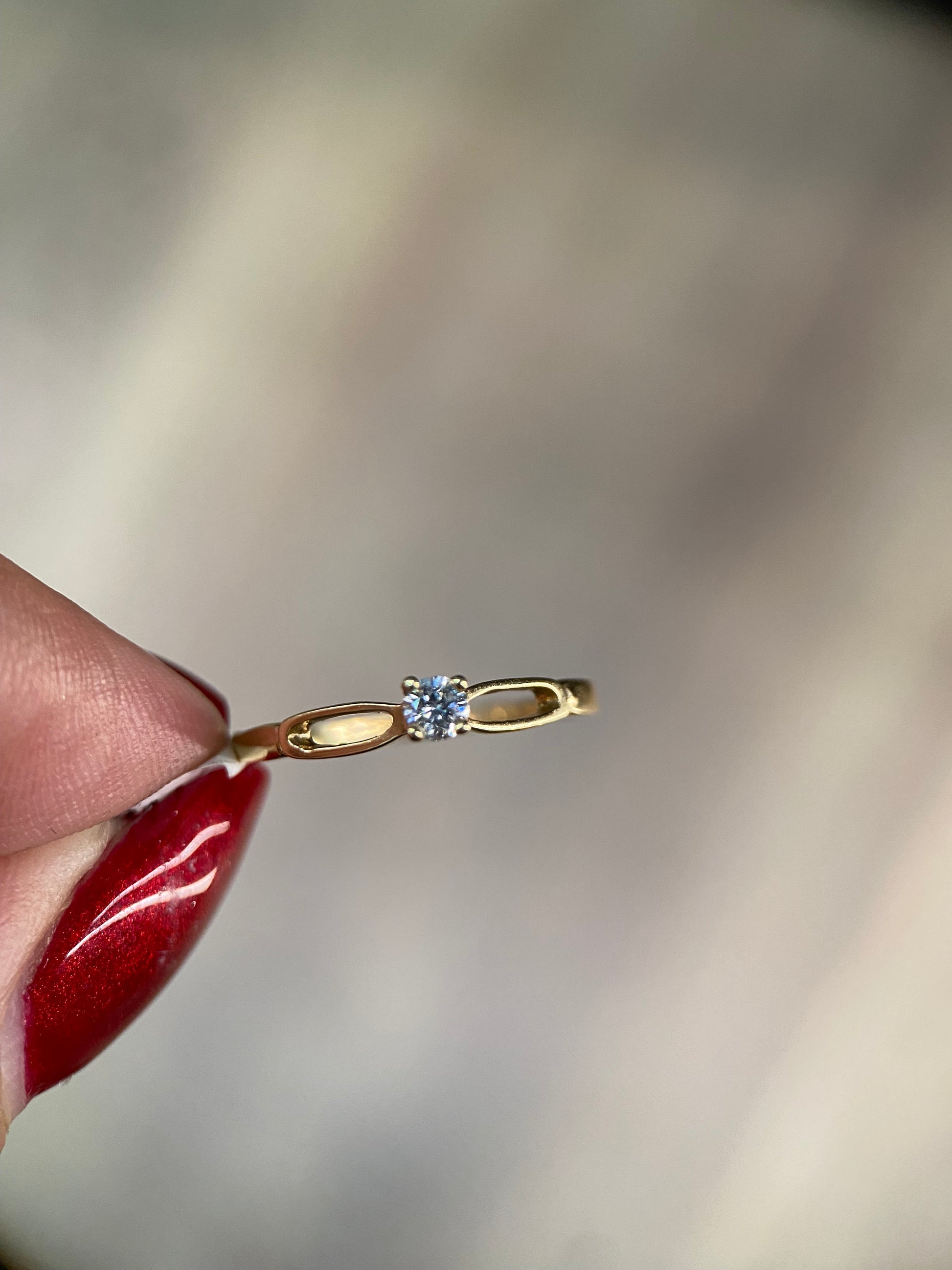 Oro Amarillo 14k Redondo 0.09ct de Diamante Natural                              Anillo Compromiso OF2211