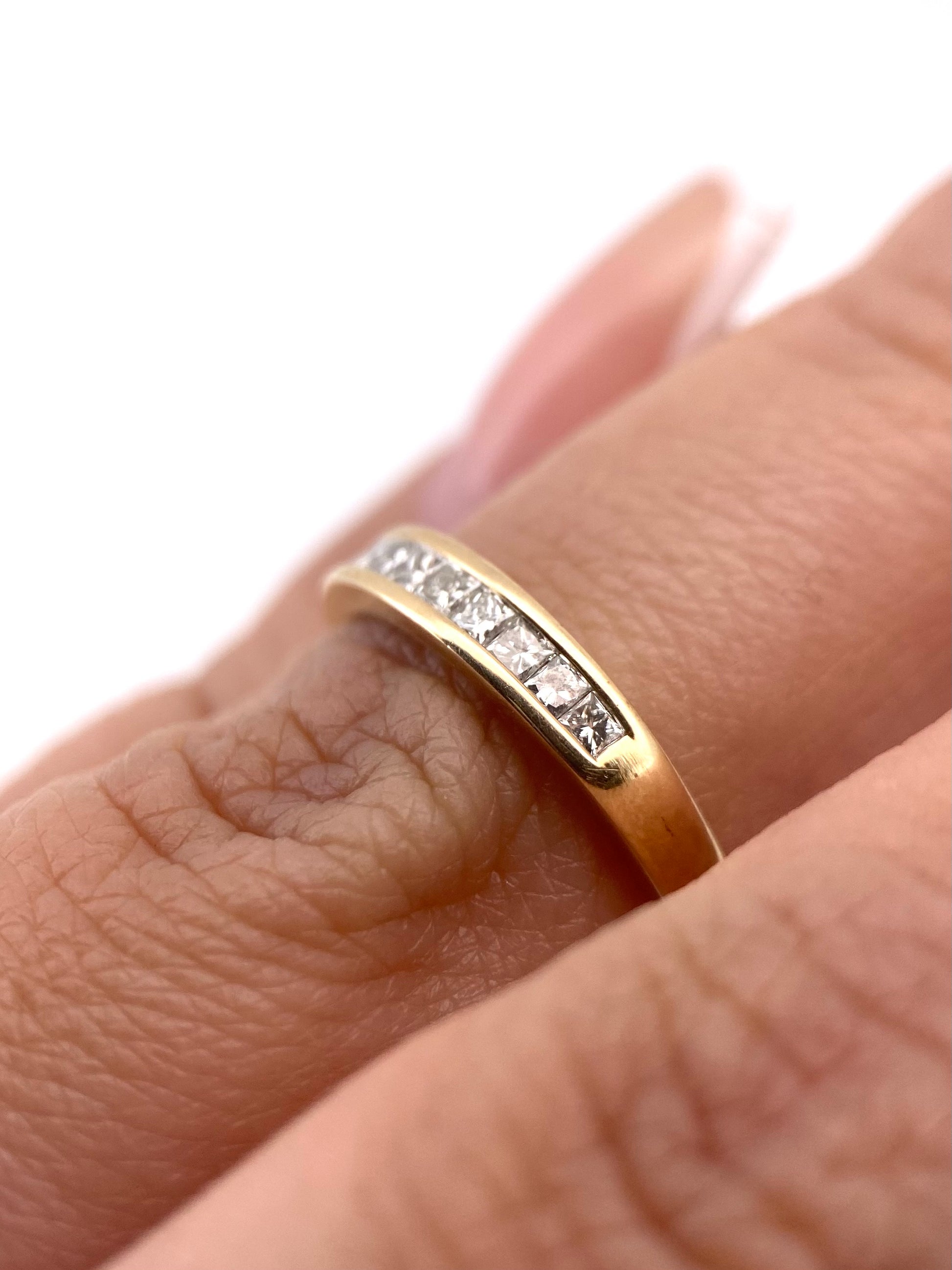 Churumbela Diamantes naturales Princess 0.30ct Oro 14k Amarillo.            OF2287