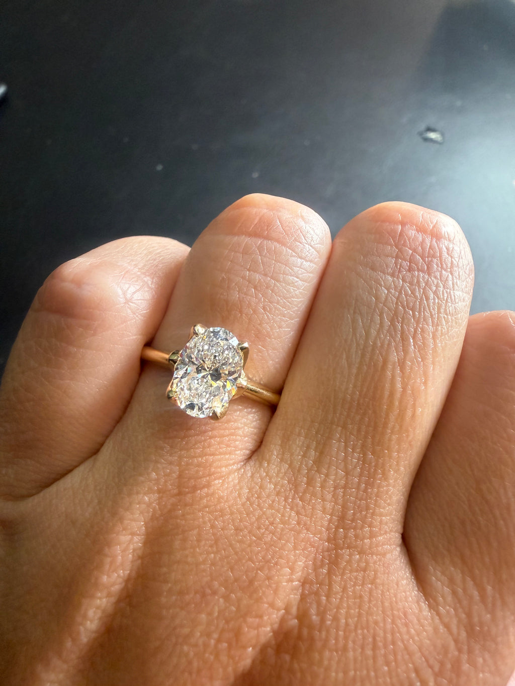 Diamante Laboratorio IGI Oval 2.00ct Oro 14k Amarillo-Anillo de Compromiso