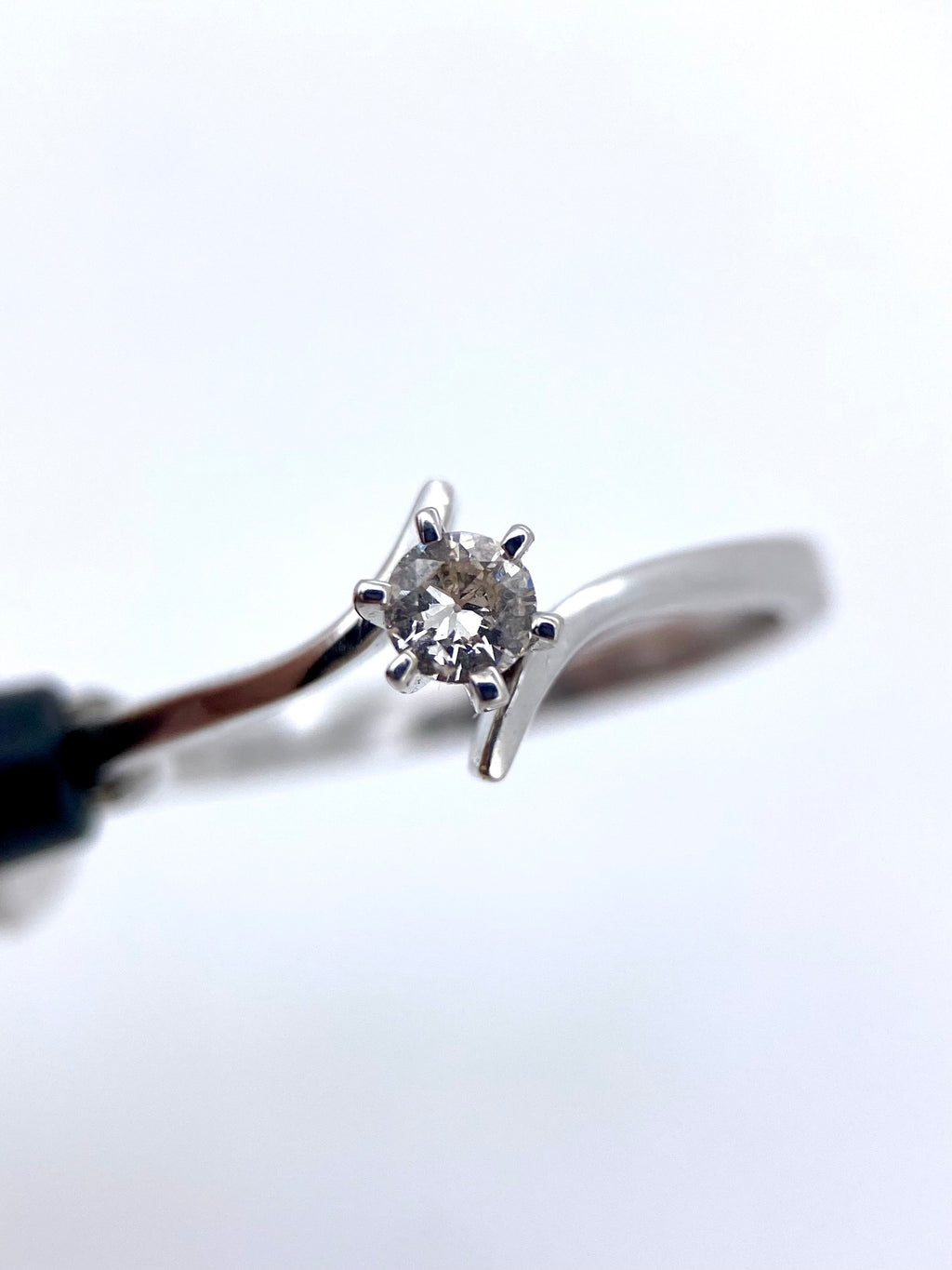 Oro Blanco 14k Redondo 0.19ct de Diamante Natural                                                  Anillo Compromiso OF1947