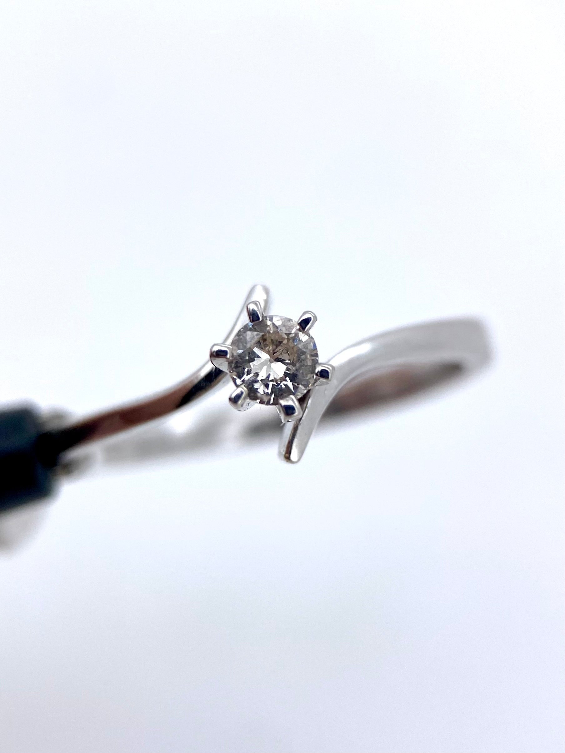 Oro Blanco 14k Redondo 0.19ct de Diamante Natural                                                  Anillo Compromiso OF1947