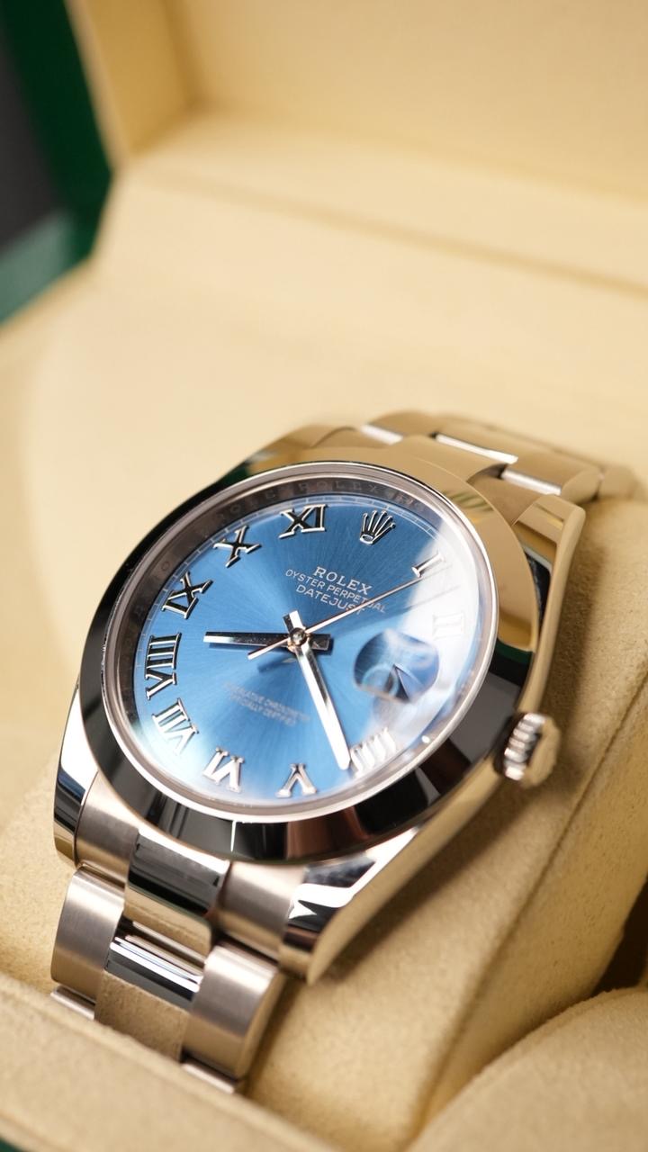 ROLEX DATEJUST 2025 41mm; Carátula Azul con números Romanos, Full Set