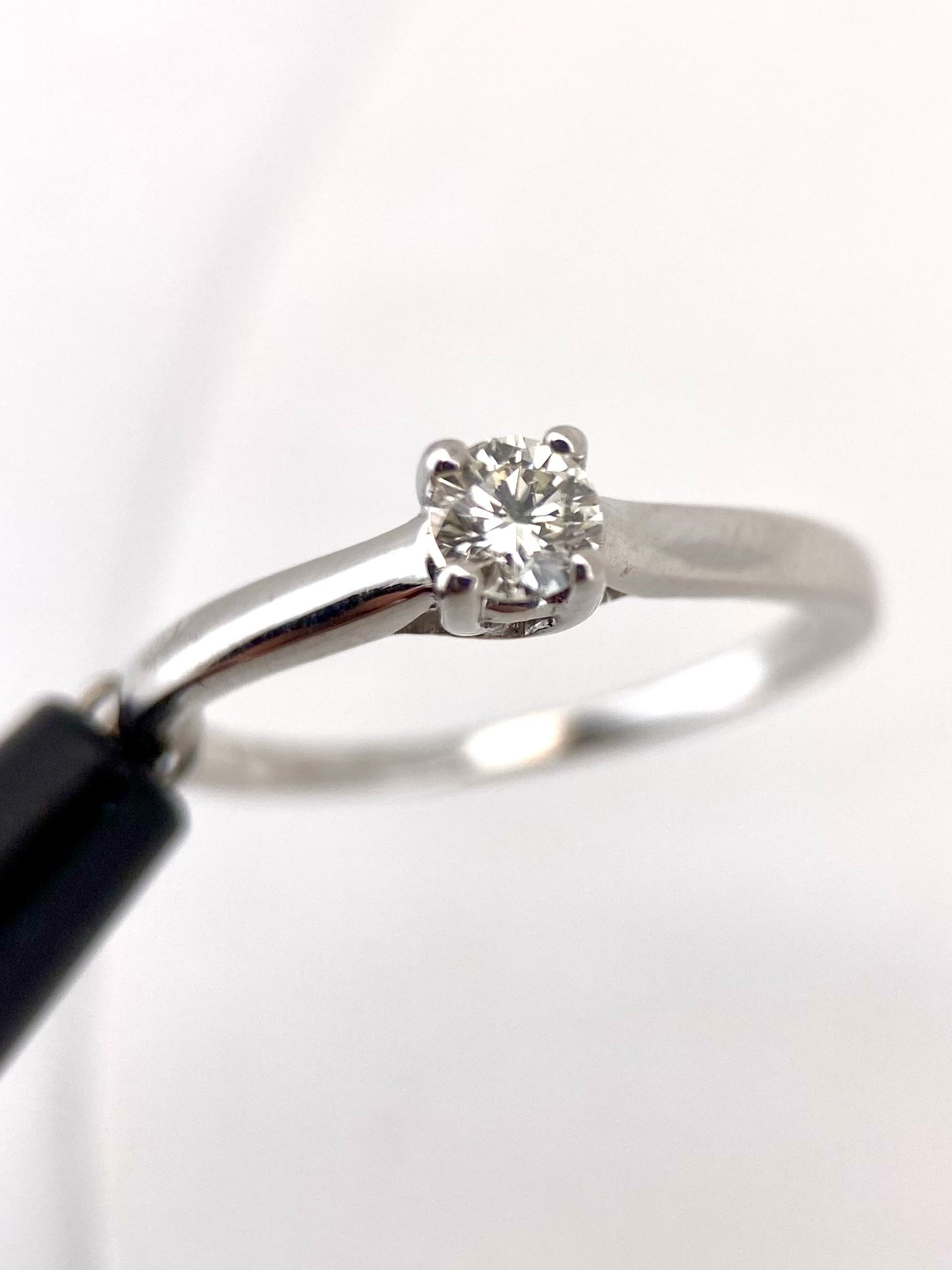 Oro Blanco 14k Redondo 0.20ct de Diamante Natural                                                  Anillo Compromiso OF2305