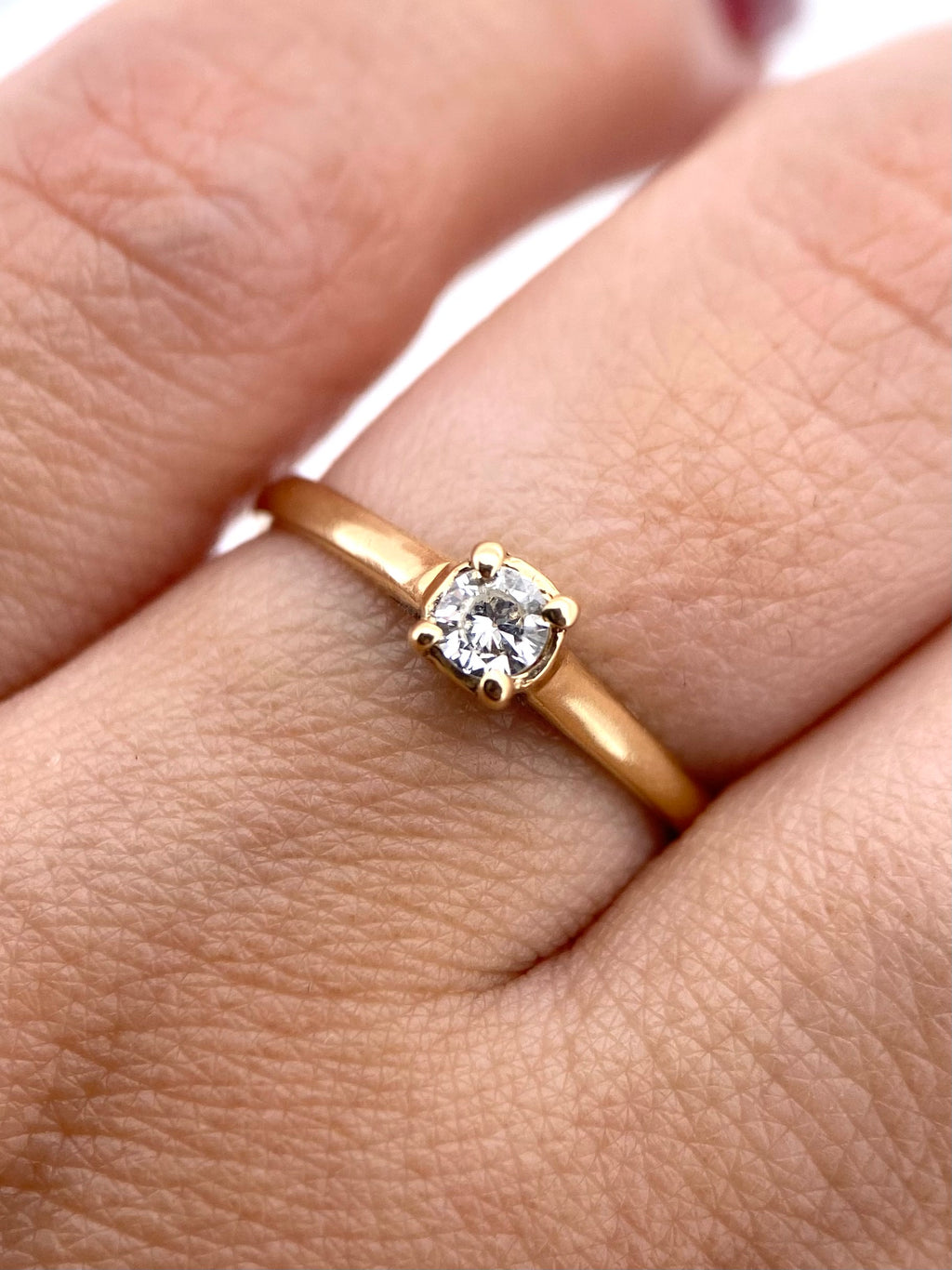 Oro Amarillo 14k Redondo 0.17ct de Diamante Natural                              Anillo Compromiso OF2045
