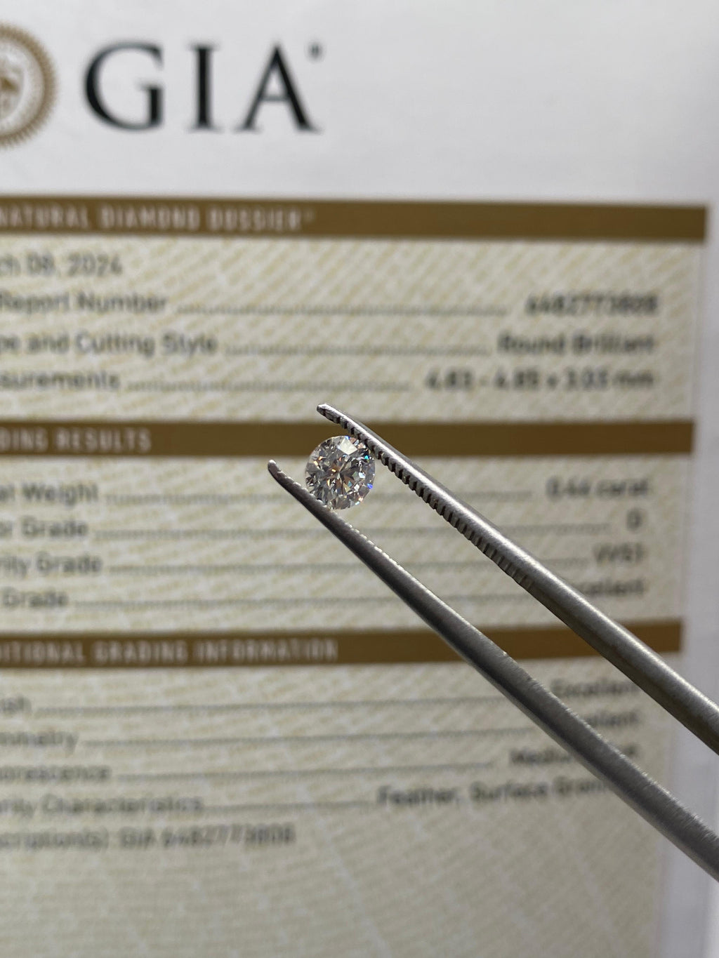 Redondo 0.44ct Diamante GIA