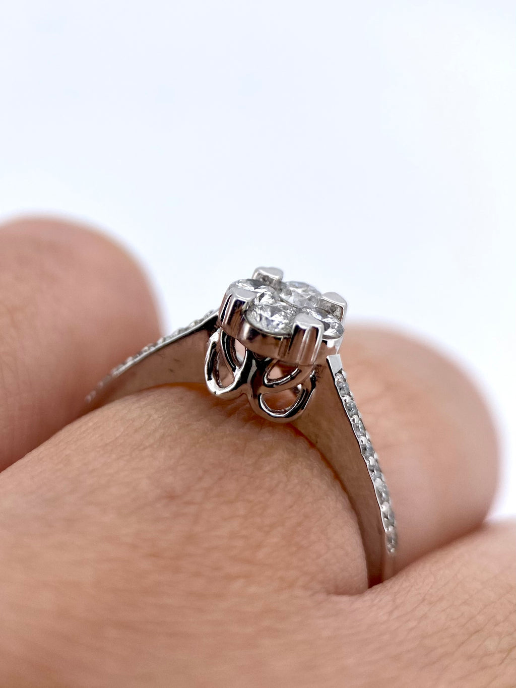 Oro Blanco 14k Redondo 0.41ct de Diamante                                                   Anillo Compromiso OF1870