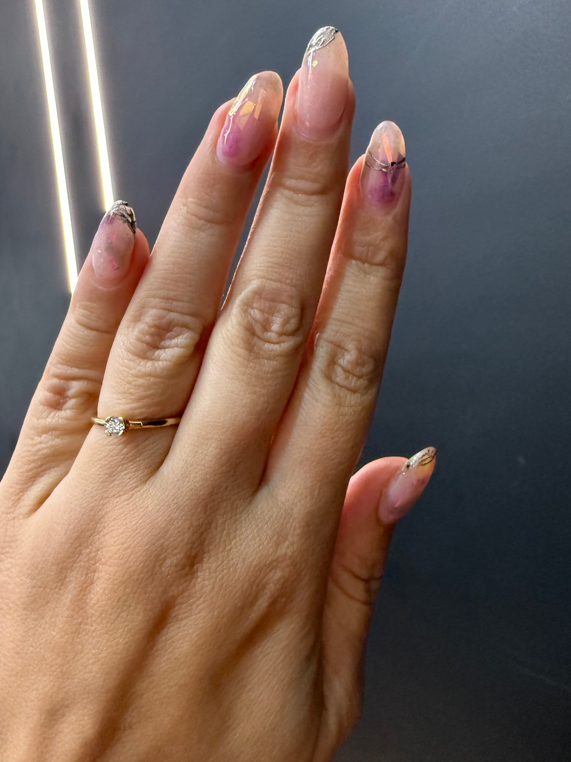 Oro Amarillo 14k Redondo 0.09ct de Diamante Natural                              Anillo Compromiso OF1836