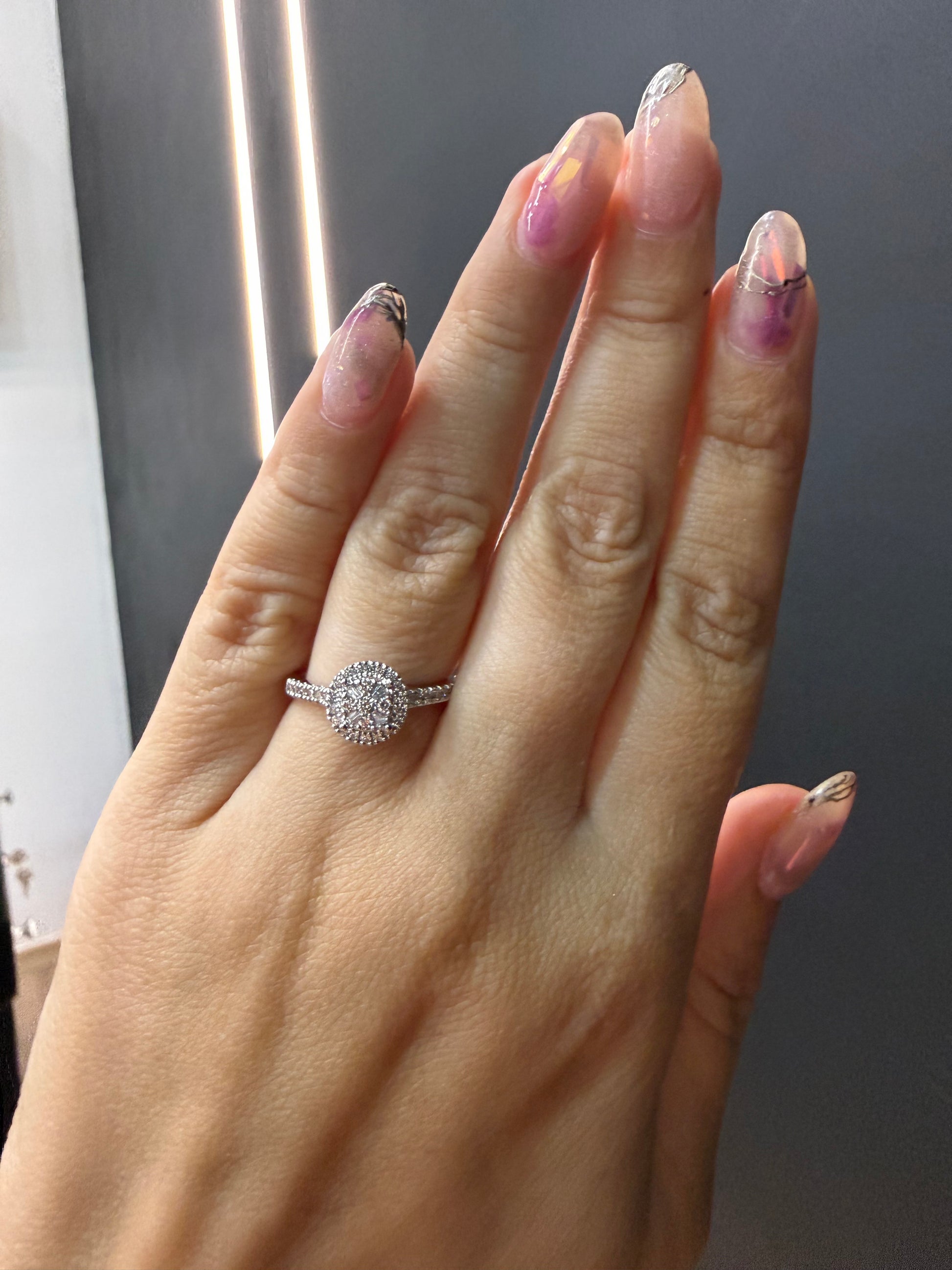 Oro Blanco 14k Redondo 0.43ct de Diamantes Naturales                            Anillo Compromiso OF2252