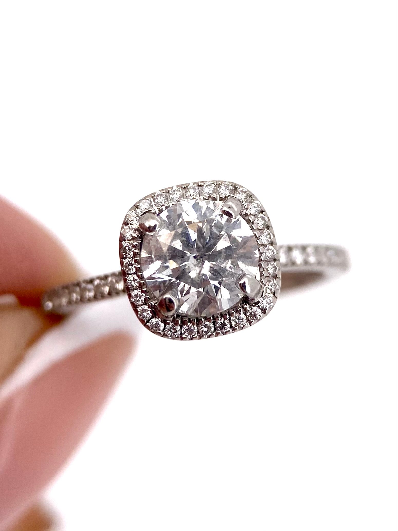 Oro Blanco 14k Redondo 1.01ct de Diamantes Naturales                            Anillo Compromiso OF2296
