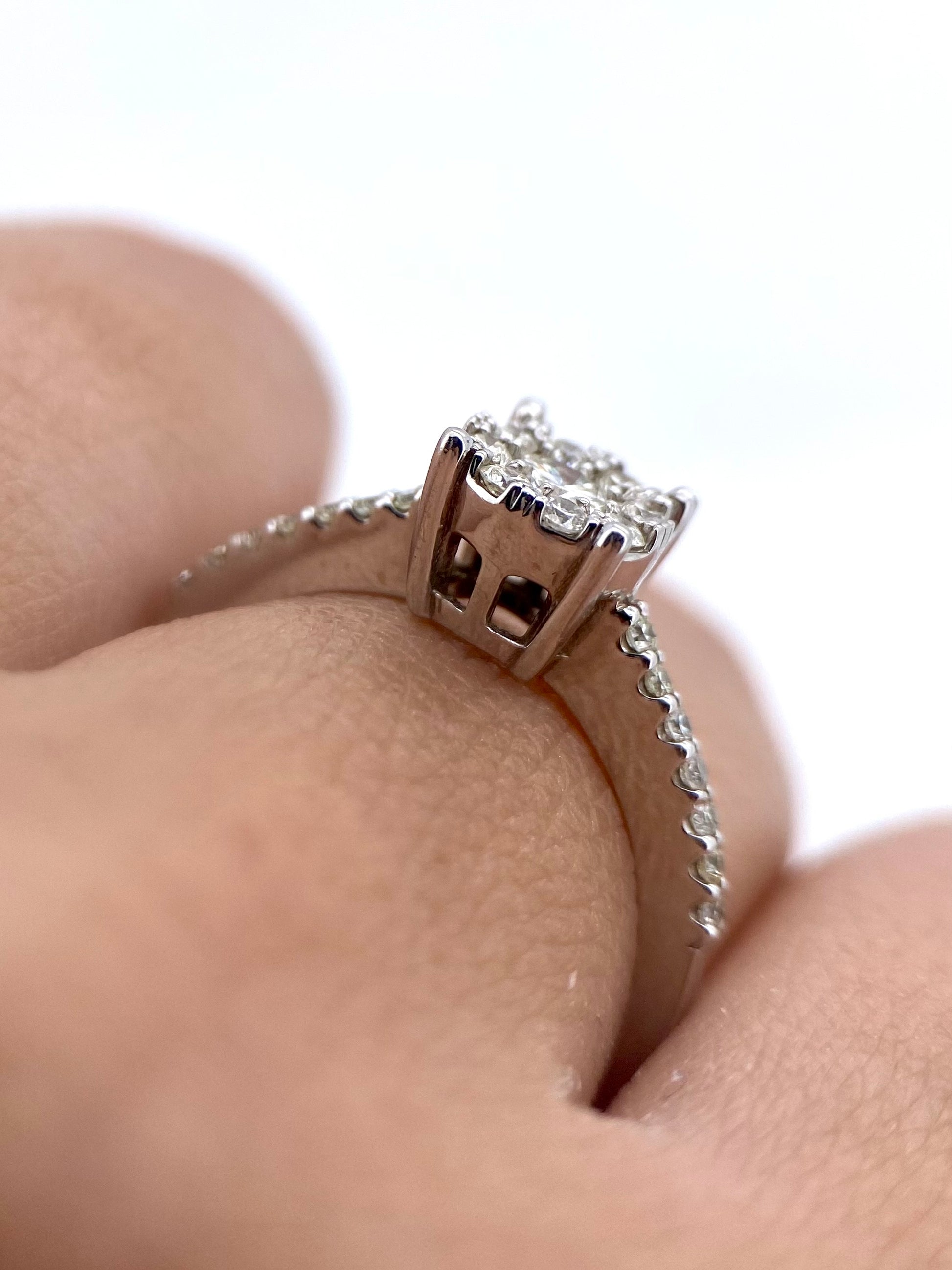 Oro Blanco 14k Redondo 0.48ct de Diamantes Naturales                            Anillo Compromiso OF1871