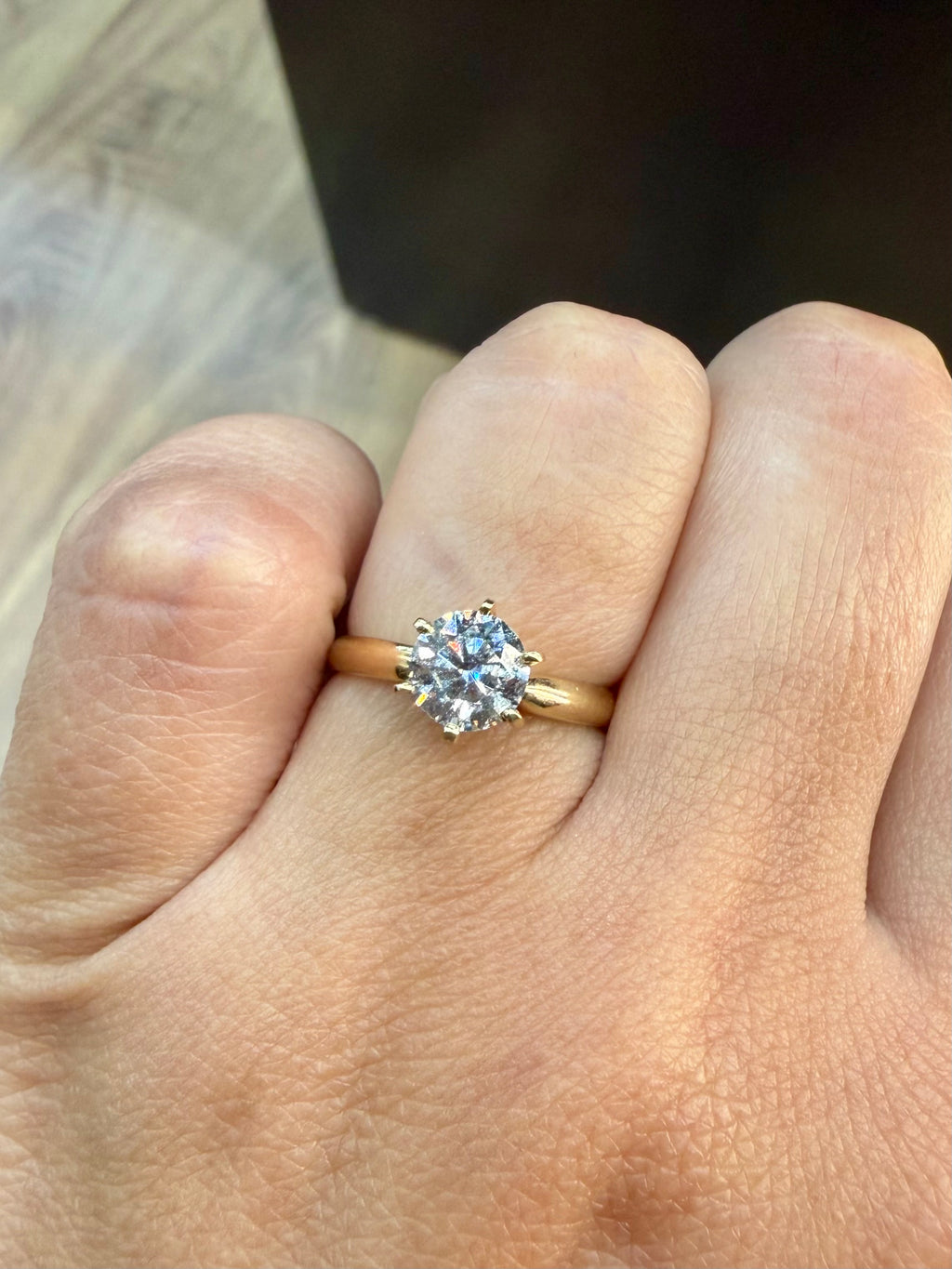 Diamante Laboratorio IGI Redondo 1.00ct Oro 14k Amarillo Anillo de Compromiso