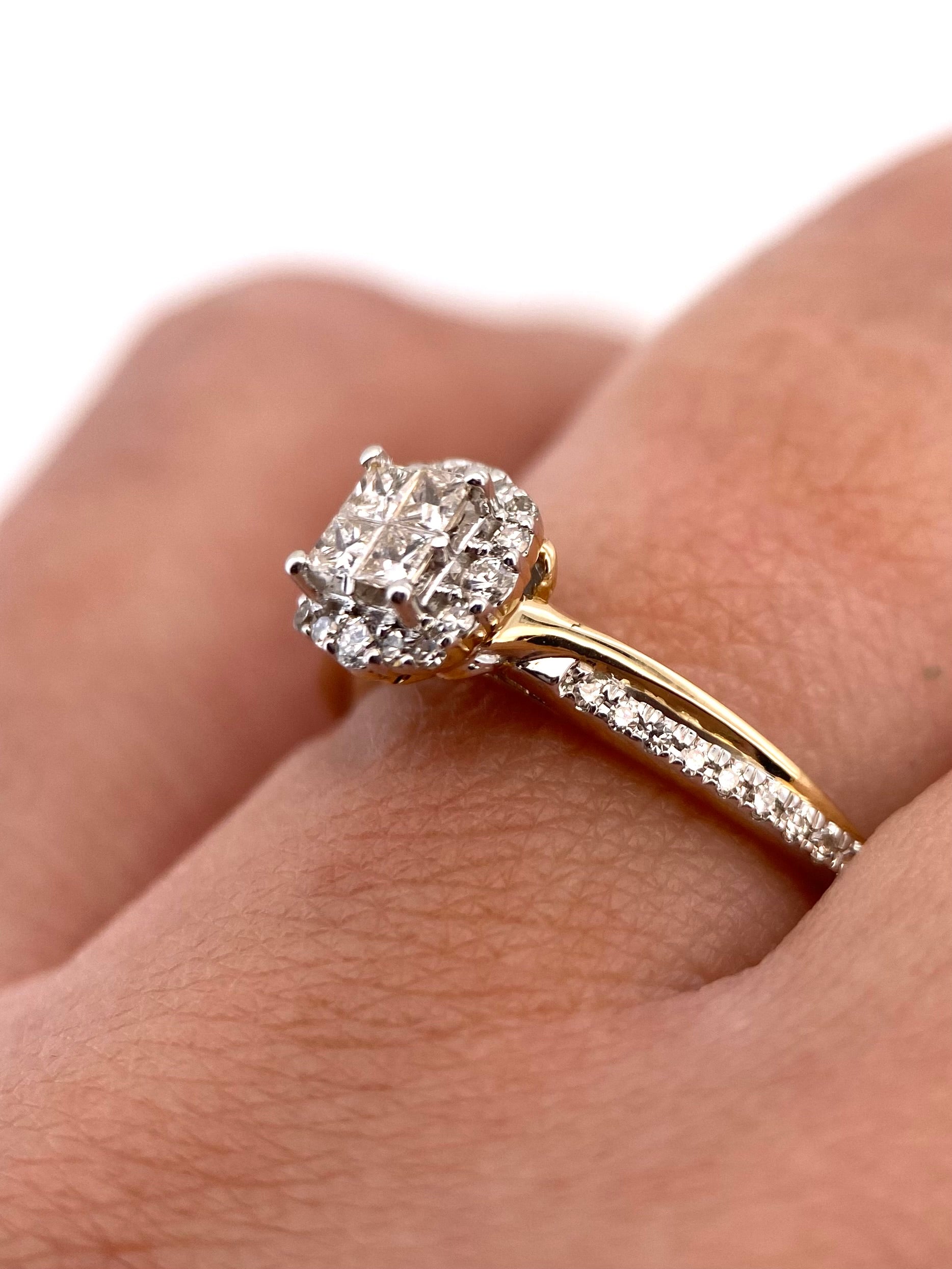 Oro Amarillo 14k Redondo 0.35ct de Diamantes Naturales                            Anillo Compromiso OF2291