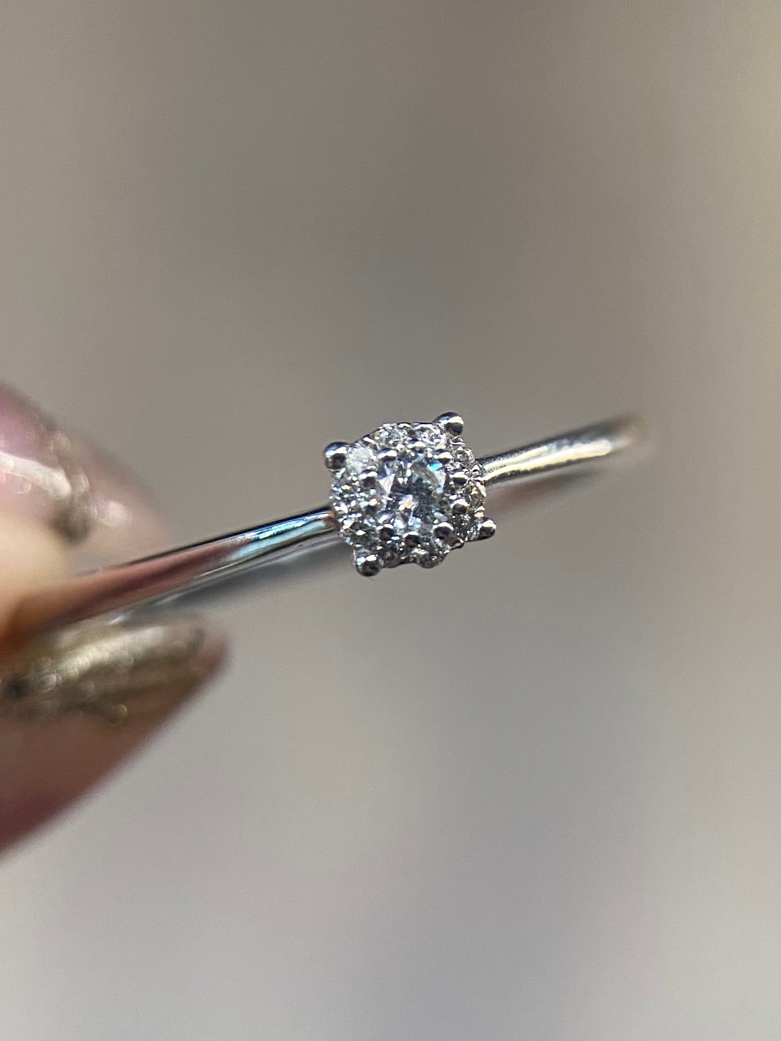 Oro Blanco 14k Redondo 0.15ct de Diamante Natural                                                  Anillo Compromiso OF2052