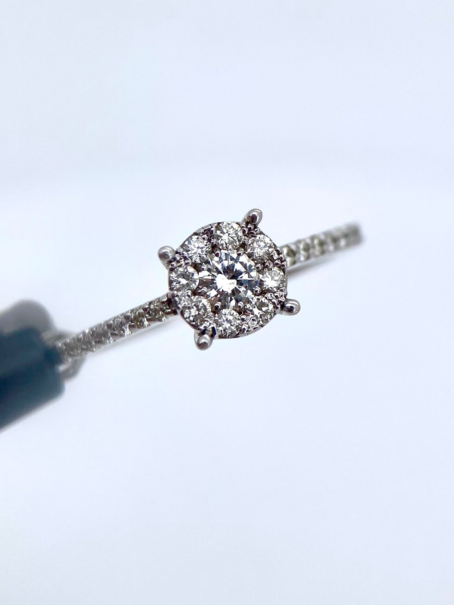 Oro Blanco 14k Redondo 0.48ct de Diamantes Naturales                            Anillo Compromiso OF1871