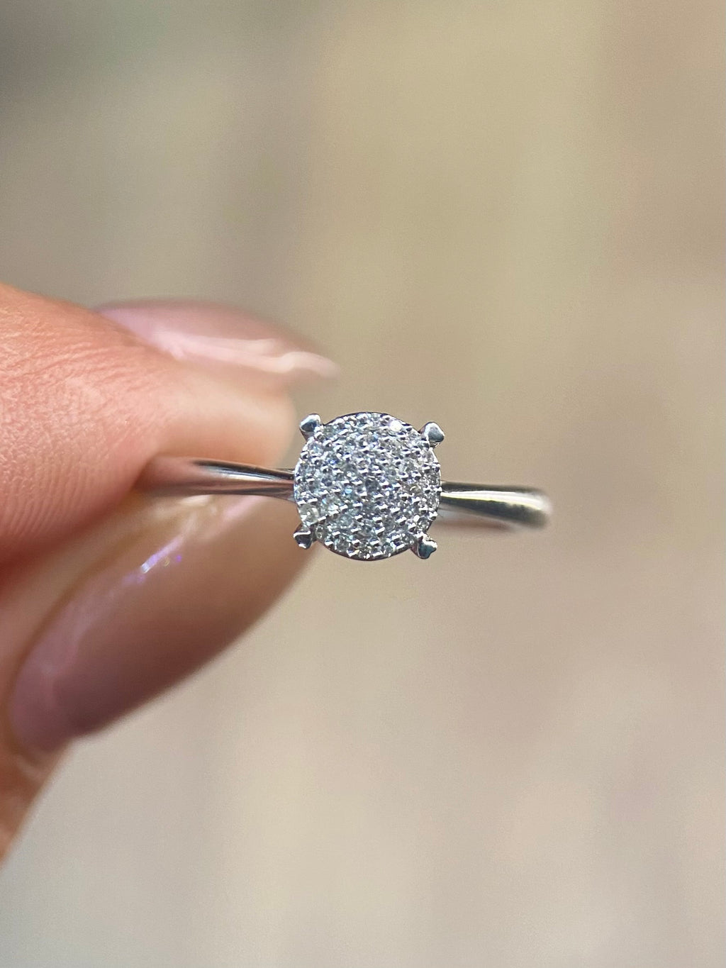 Oro Blanco 14k Redondo 0.15ct de Diamante                                                   Anillo Compromiso OF1869