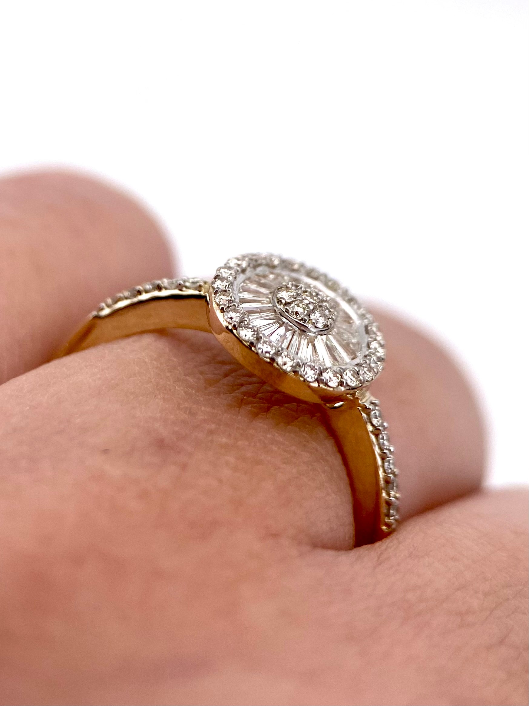 Oro Amarillo 14k Redondo 0.45ct de Diamantes Naturales                            Anillo Compromiso OF2315