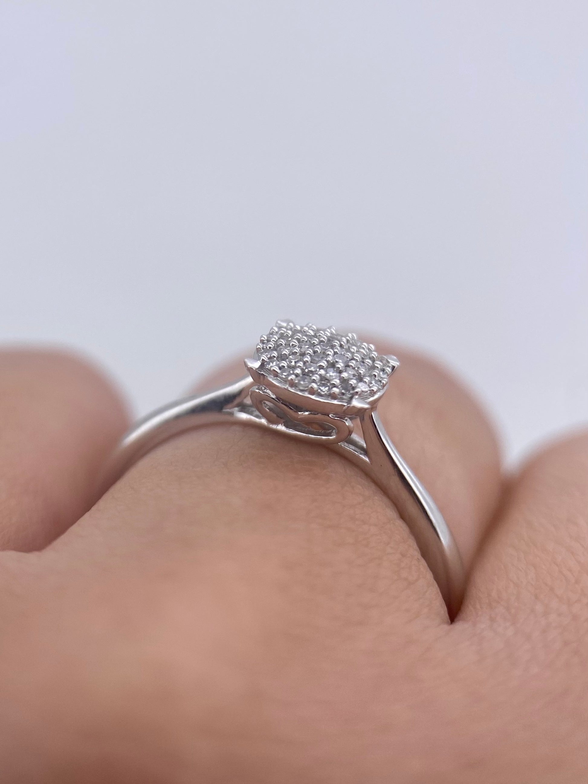 Oro Blanco 14k Redondo 0.15ct de Diamante                                                   Anillo Compromiso OF1869