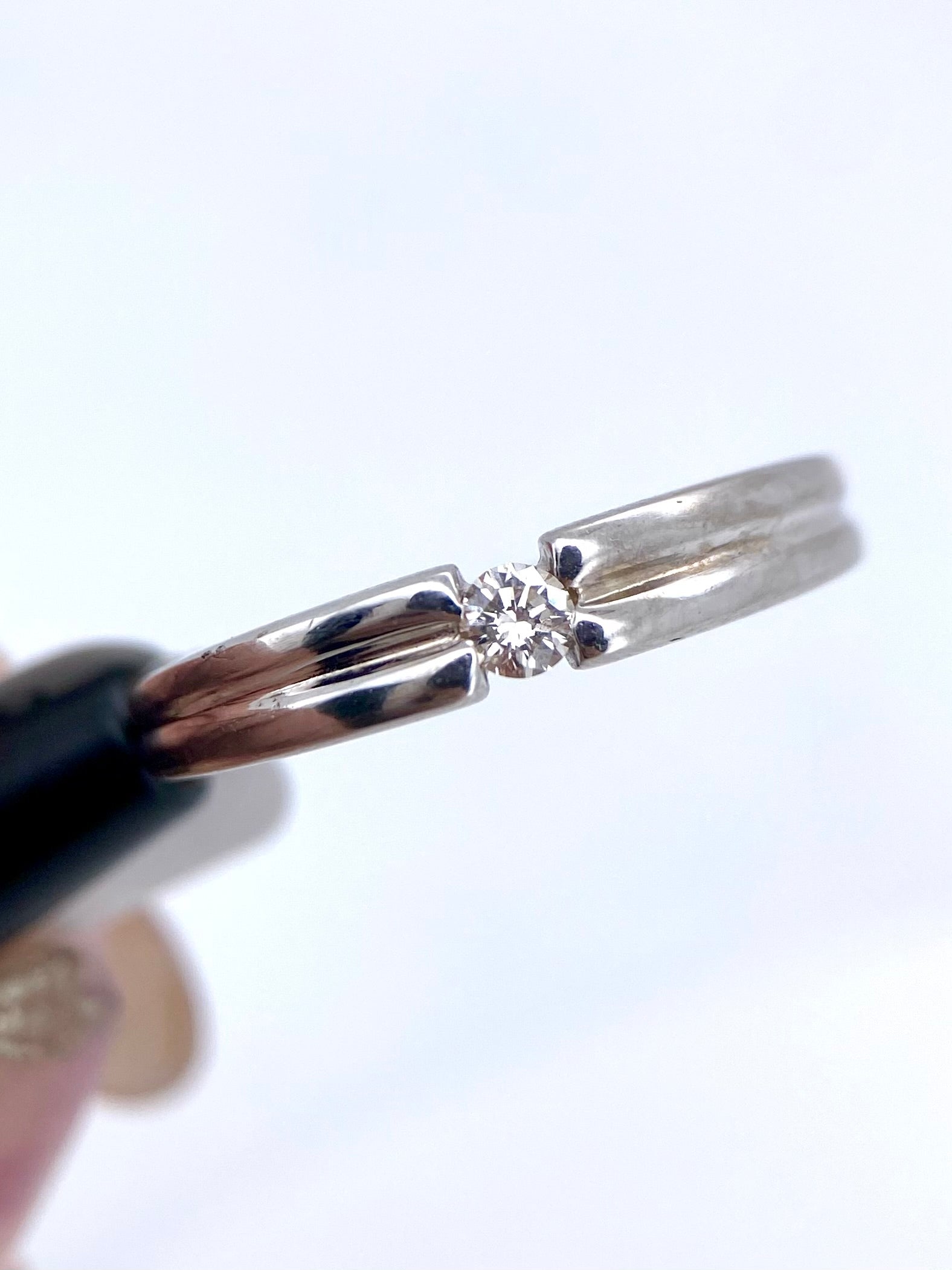 Oro Blanco 14k Redondo 0.12ct  de Diamantes Naturales                            Anillo Compromiso OF1214